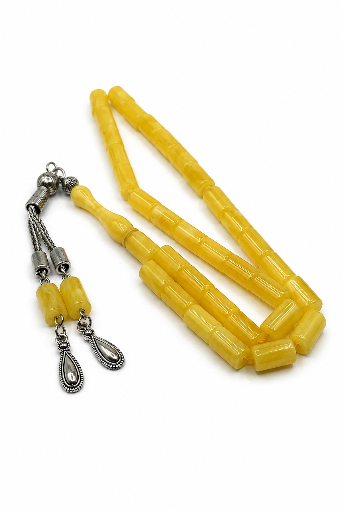 Pressed Beirut Amber Capsule-Cut 33-Bead Prayer Beads
