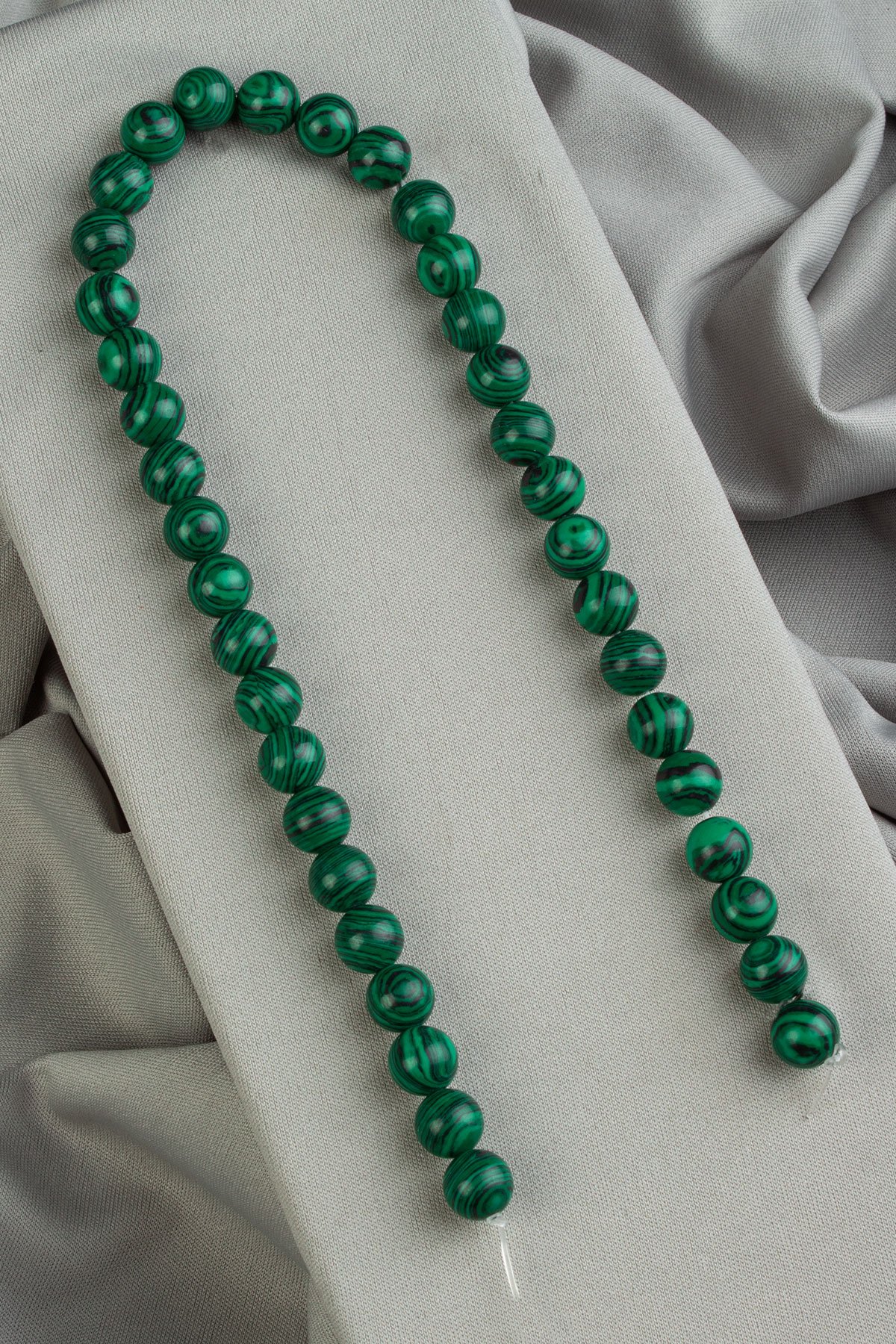 Sıkma Malakit Doğal Taş Parlak Yeşil Küre Kesim 10mm Dizi [B+]