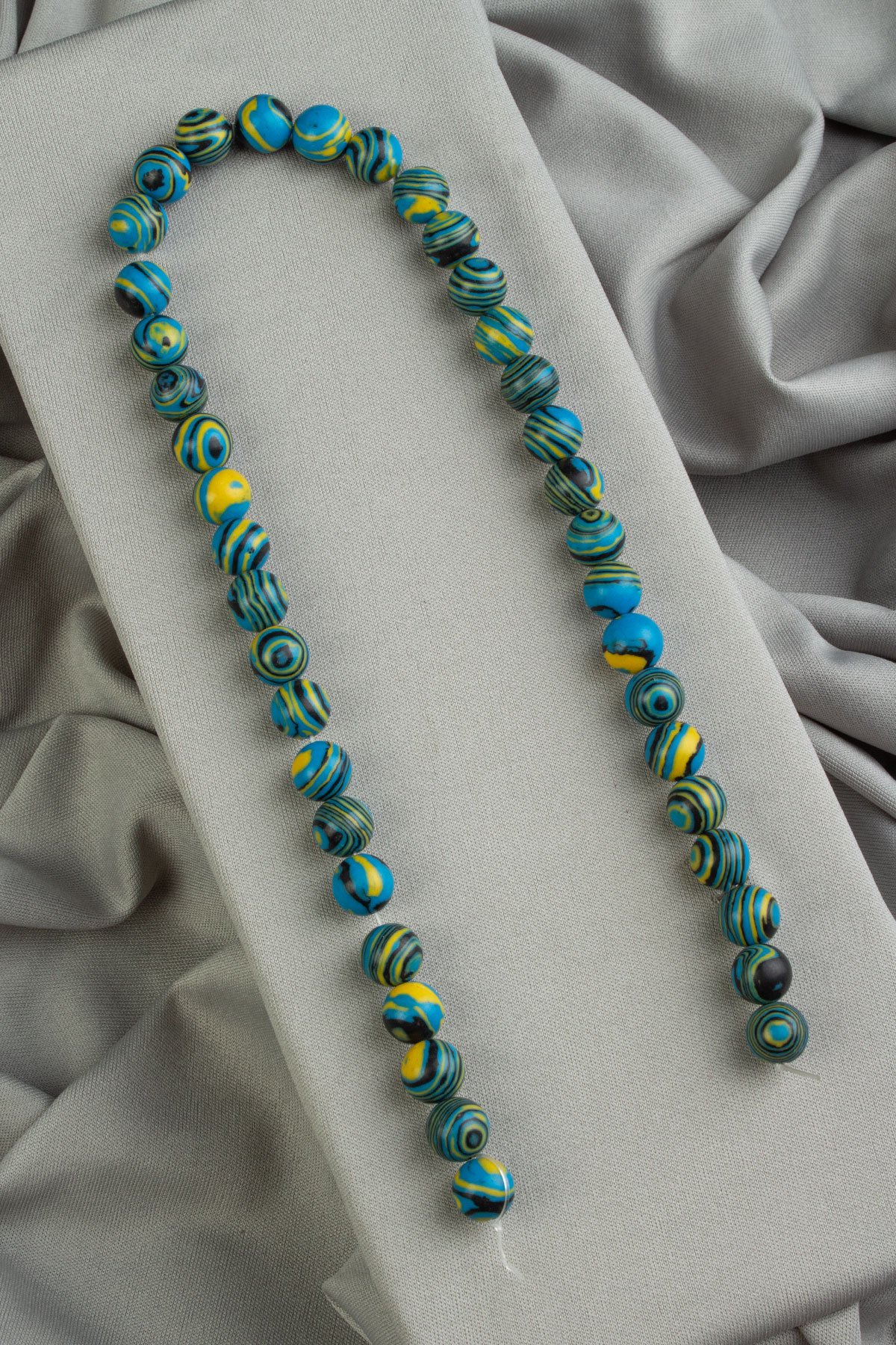 Sıkma Malakit Doğal Taş Sarı Mavi Küre Kesim 10mm Dizi [B+]