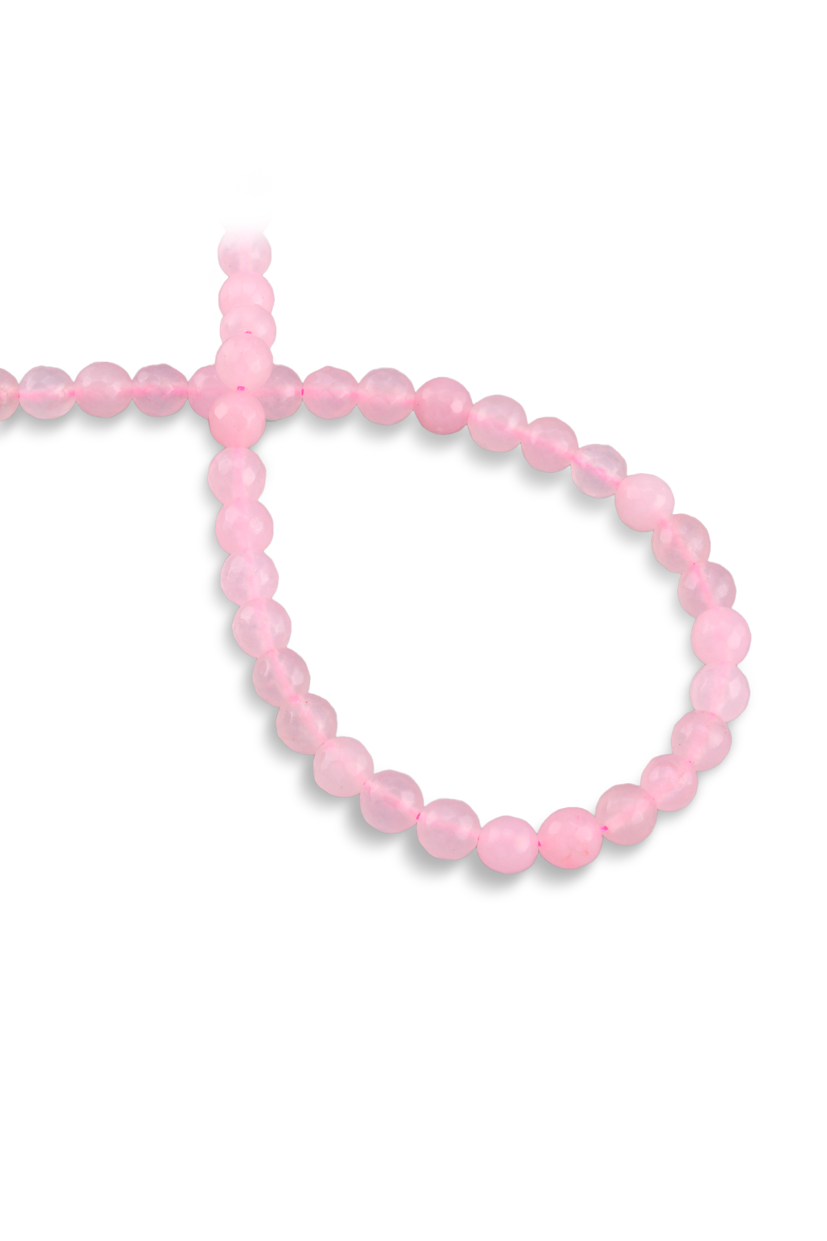 Sıkma Pembe Kuvars Parlak Küre Fasetli Kesim 8mm Dizi