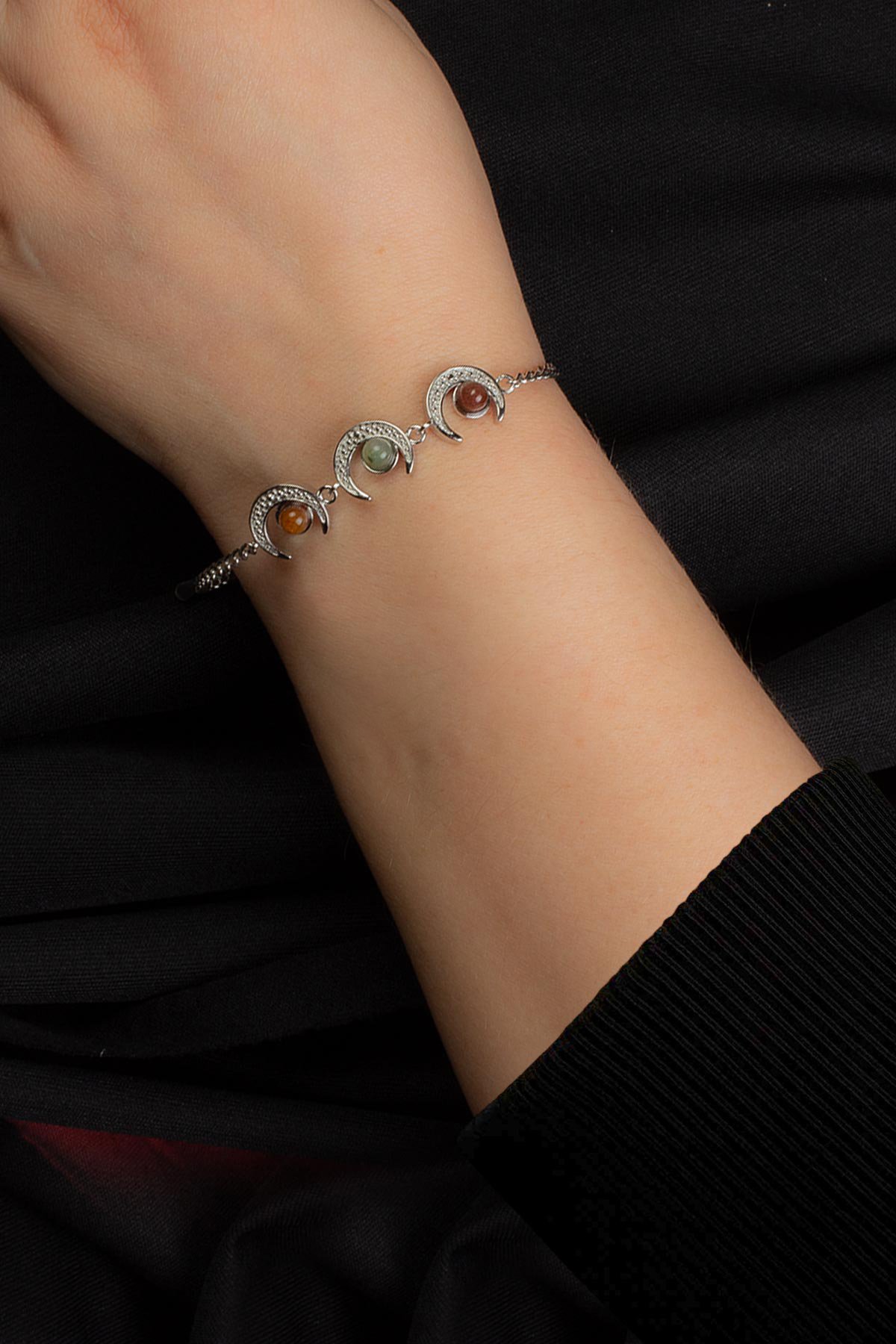 Sıkma Renkli Kristal Zincir Bileklik