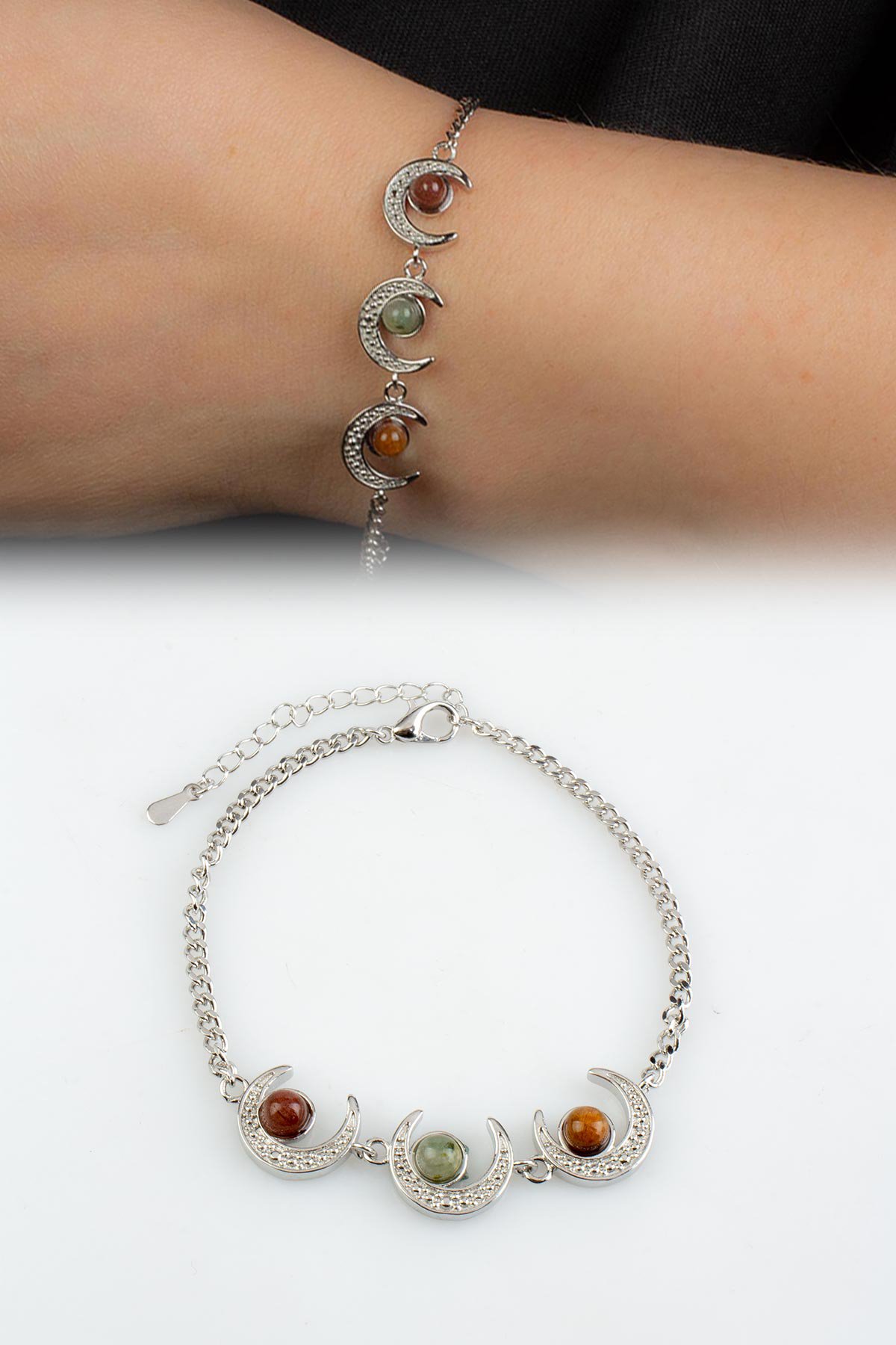 Sıkma Renkli Kristal Zincir Bileklik