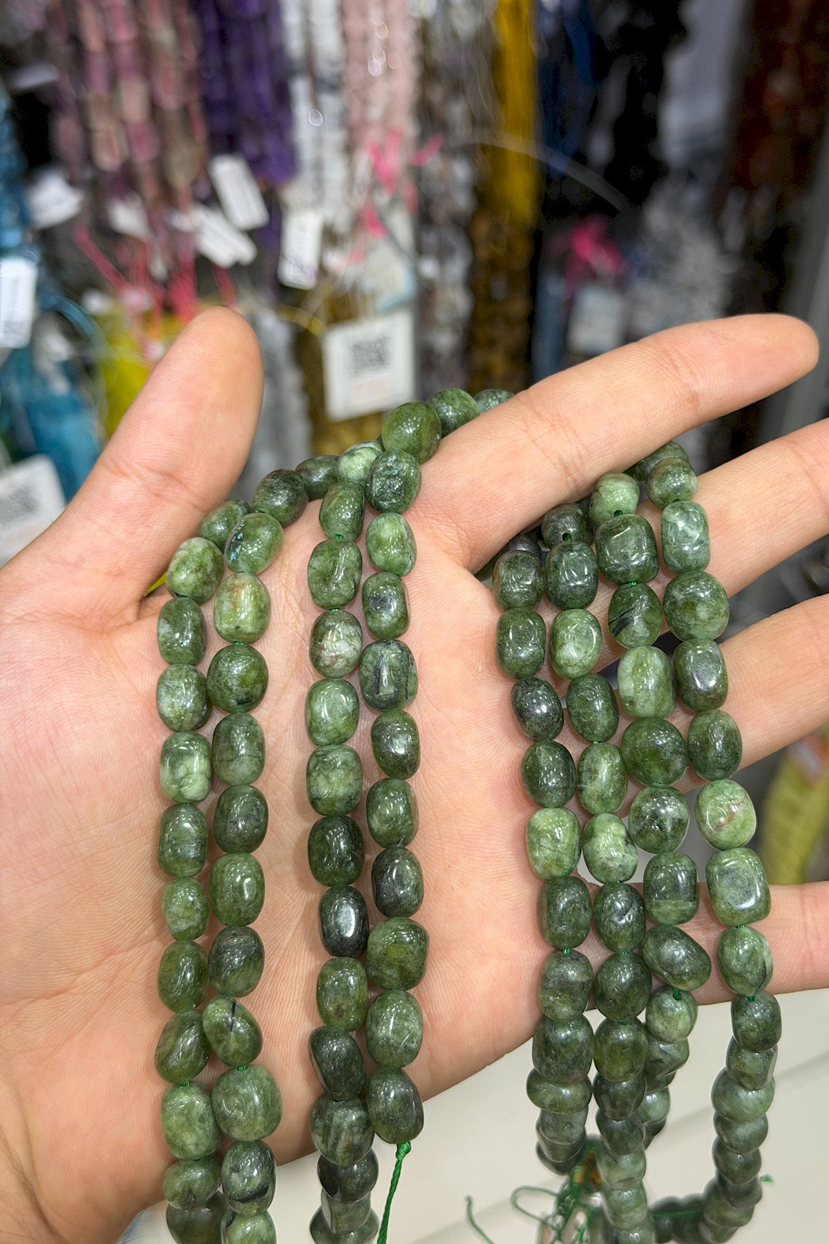 Sıkma Doğal Taş Yeşil Tımbıl 11x8mm Kesim Dizi