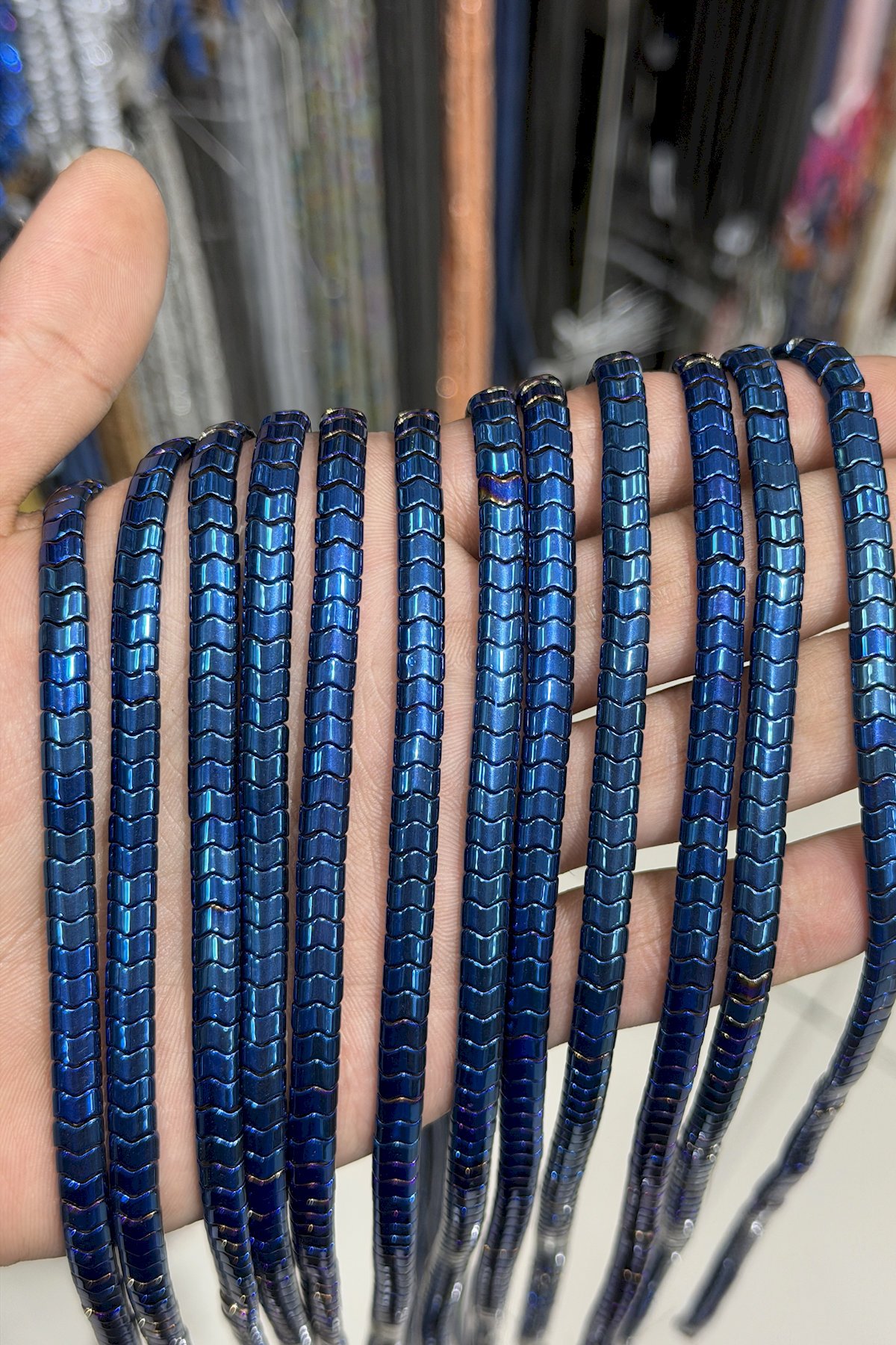 Sıkma Taşı Yassı Rondela Kesim Parlak Mavi 6x4mm Doğal Taş Dizi [AA]
