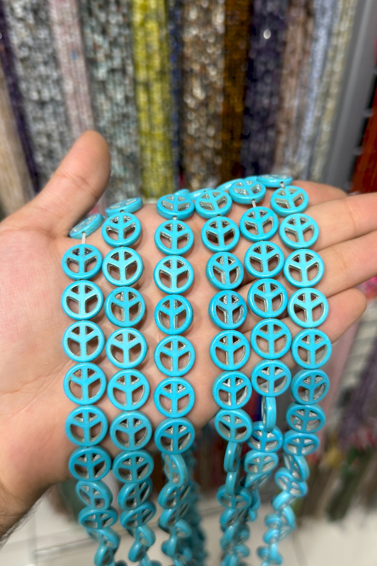 Turquoise Squeezing Natural Stone Blue Circle Cut 15x5mm String Of Beads