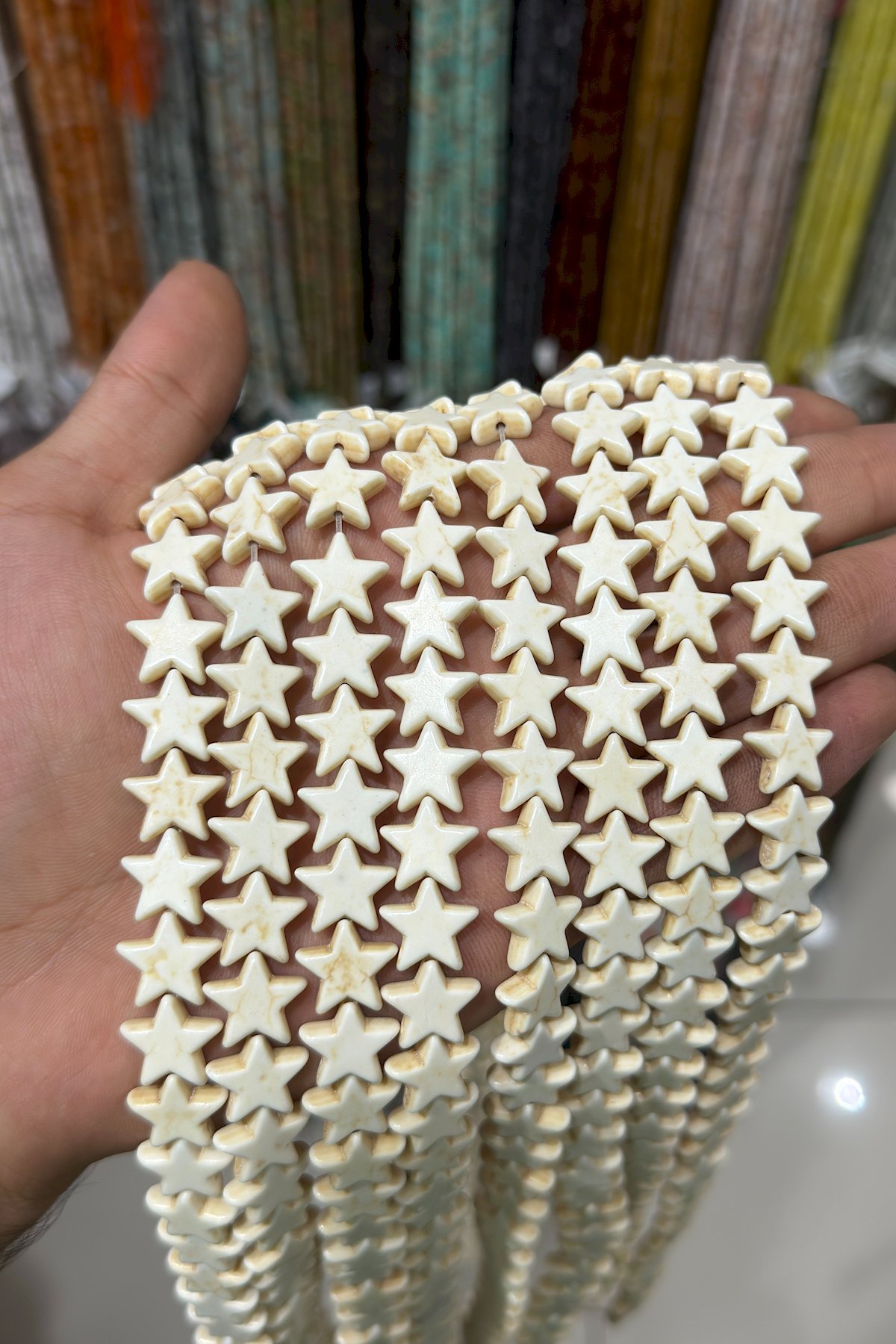 Sıkma Turkuaz Beyaz 15x5mm Doğal Taş Dizi