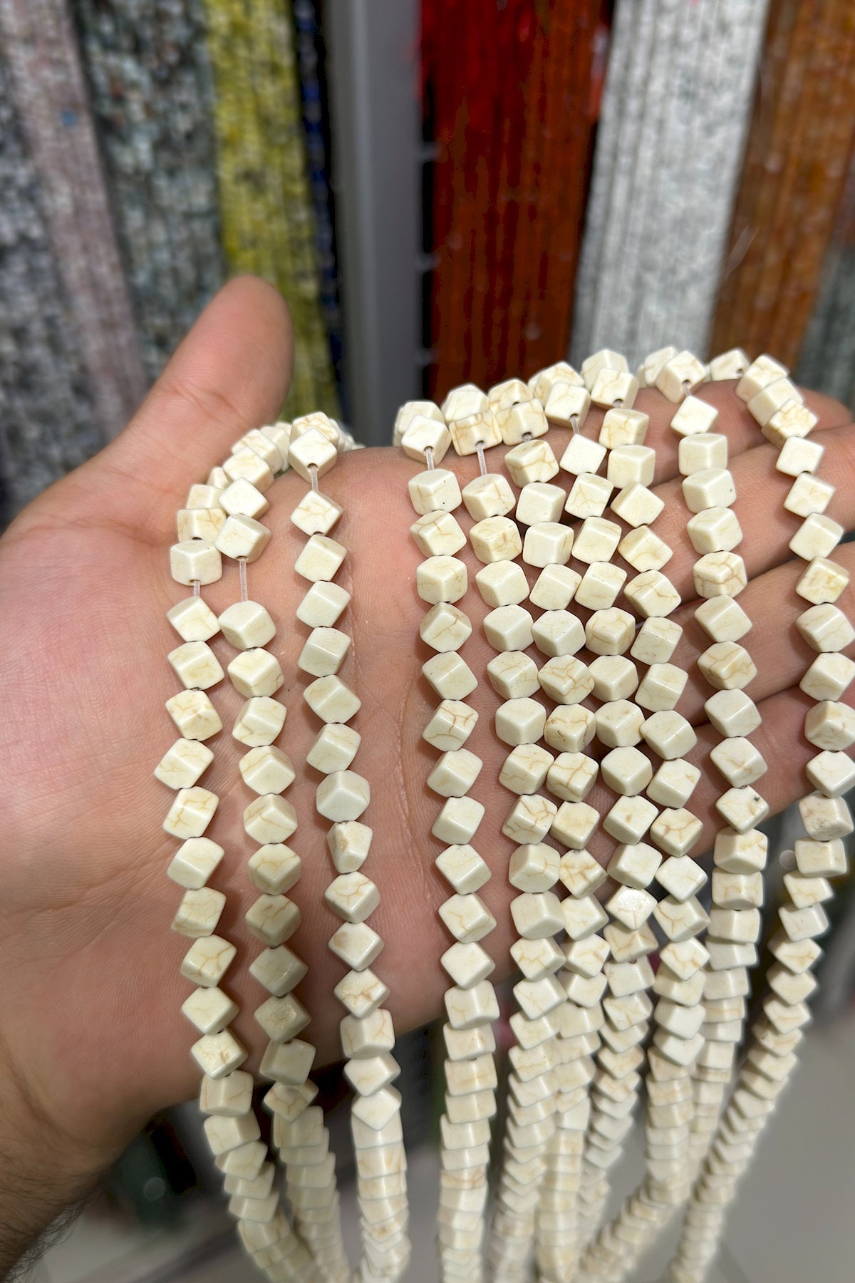 Turquoise Squeezing Natural Stone White Square Cut 6x6mm String Of Beads