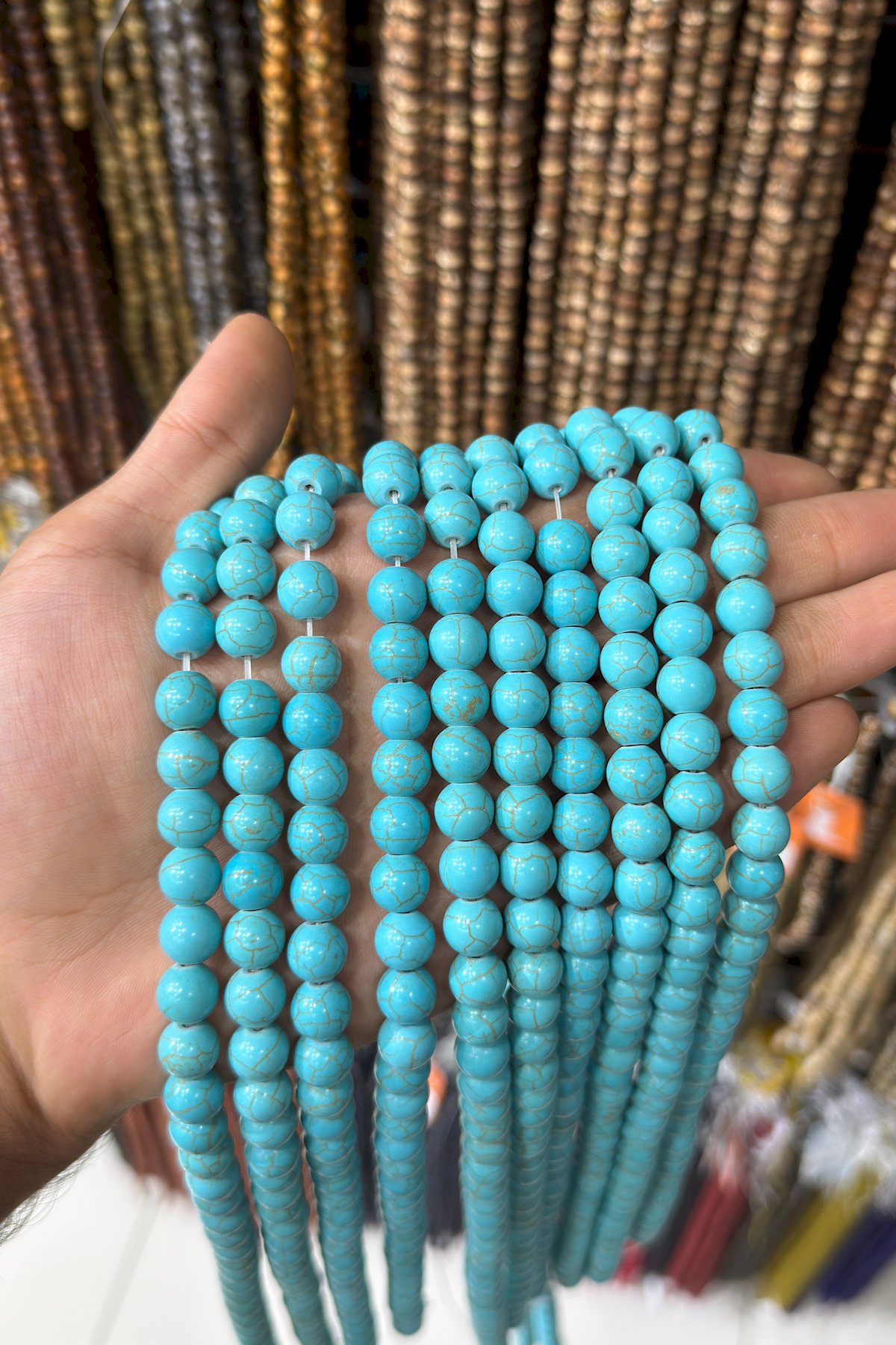 Sıkma Turkuaz Küre Kesim 10mm Doğal Taş Dizi