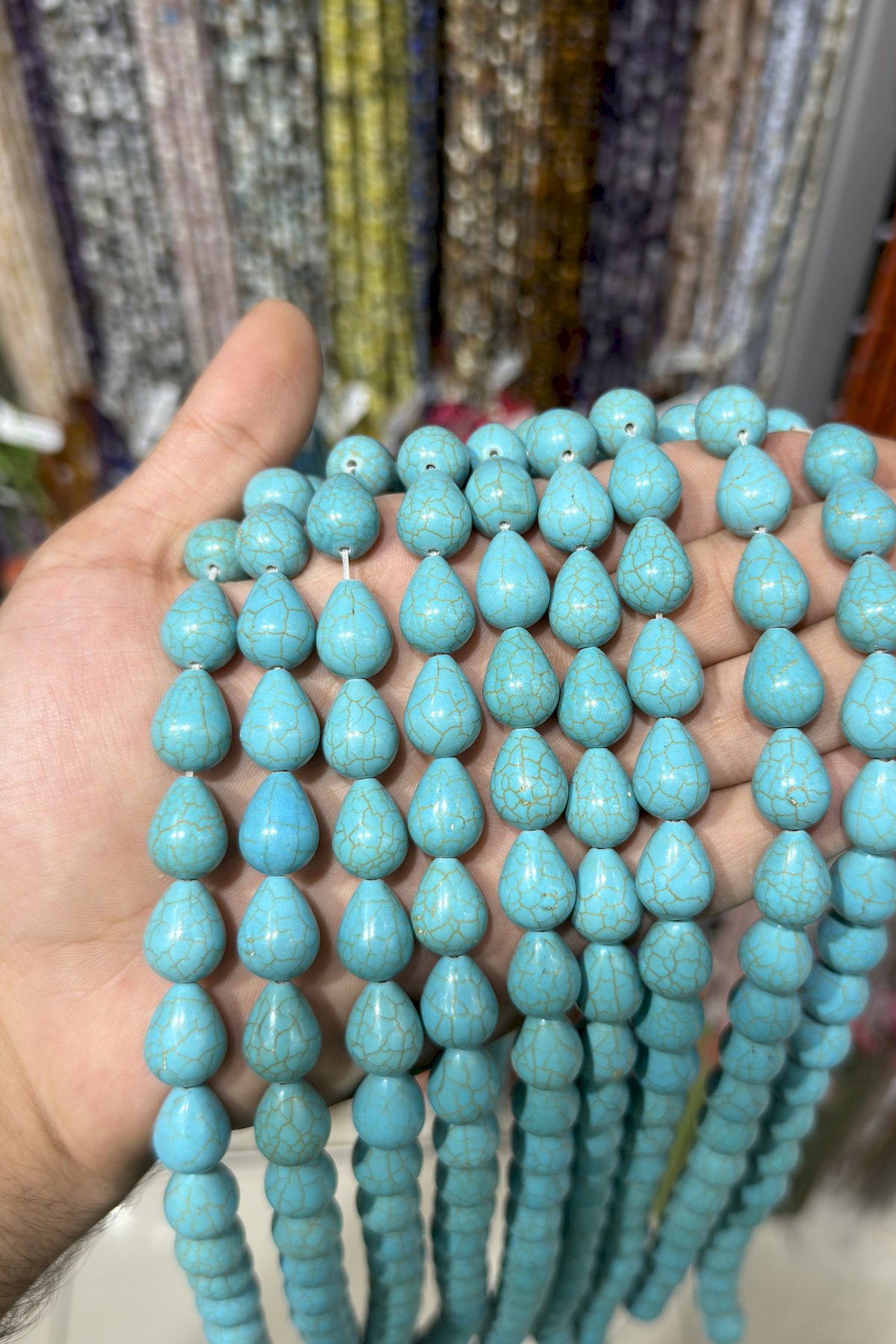 Sıkma Turkuaz Mavi 12x16mm Doğal Taş Dizi