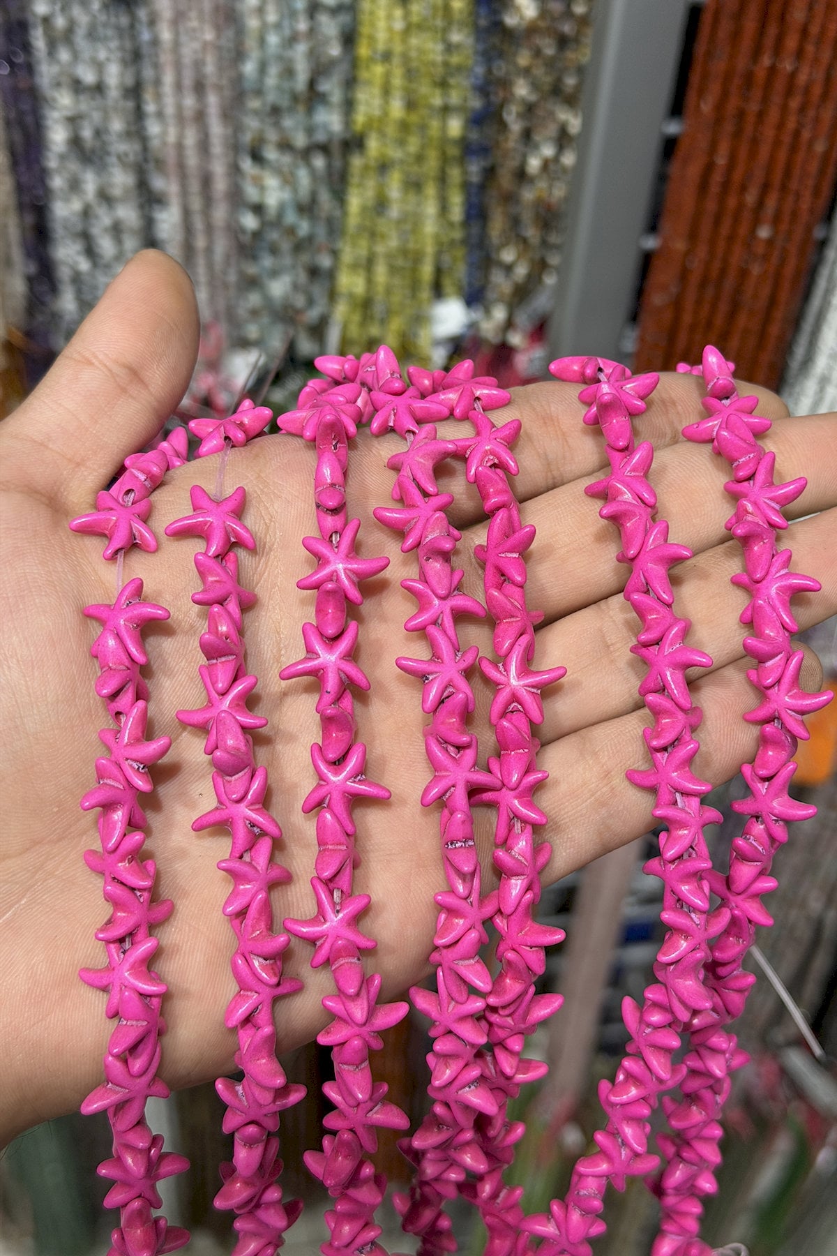 Turkuaz Sıkma Doğal Taş Fuşya 12x14mm Dizi
