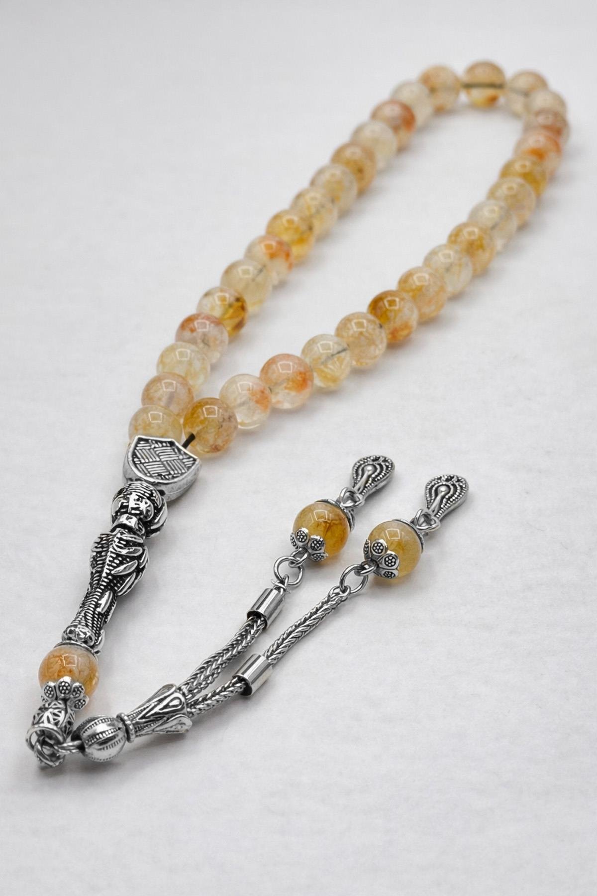 Sitrin Doğal Taş Küre Kesim 33 lu 8mm Tesbih