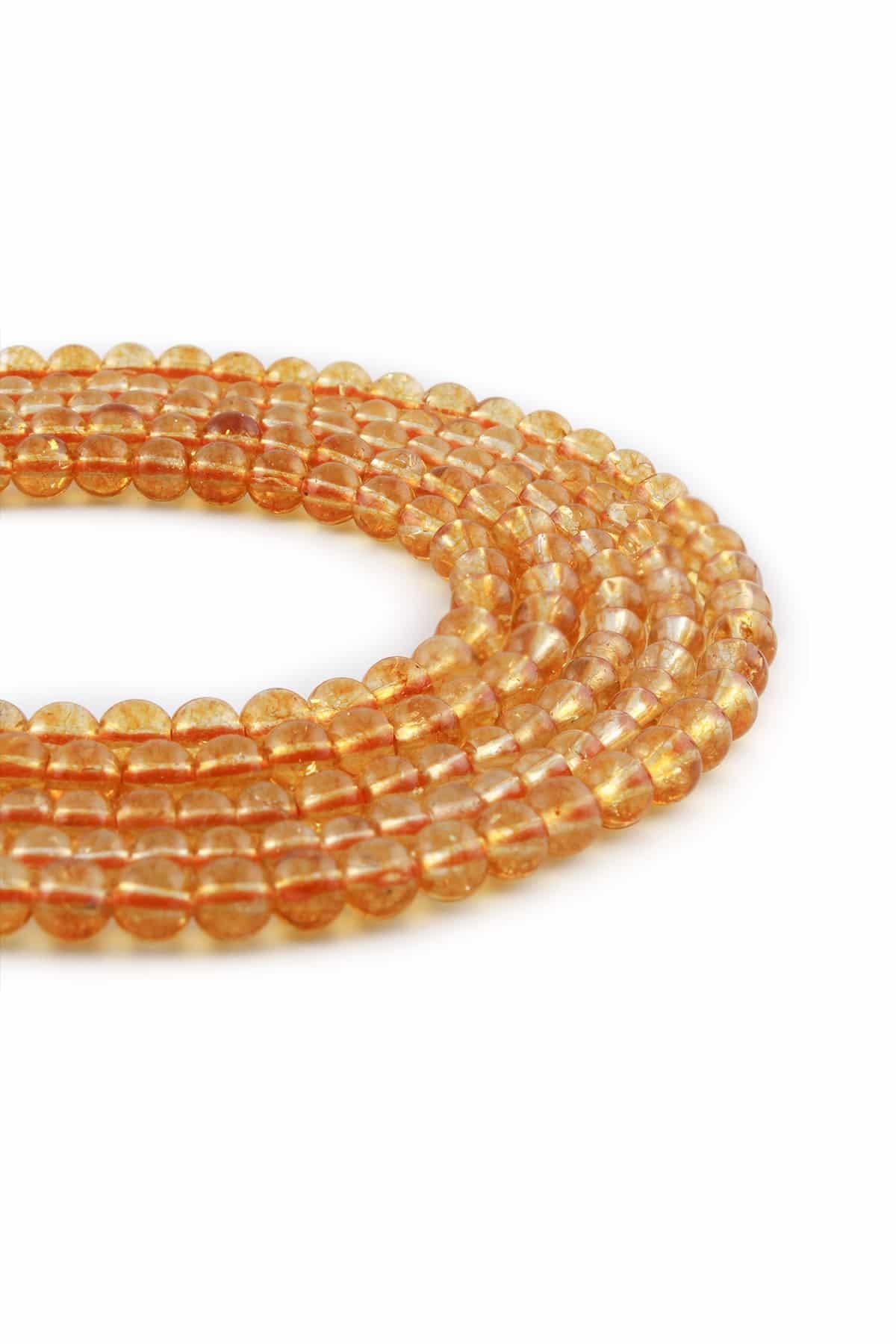 Citrine Natural Stone Globe Cut 4mm String Of Beads