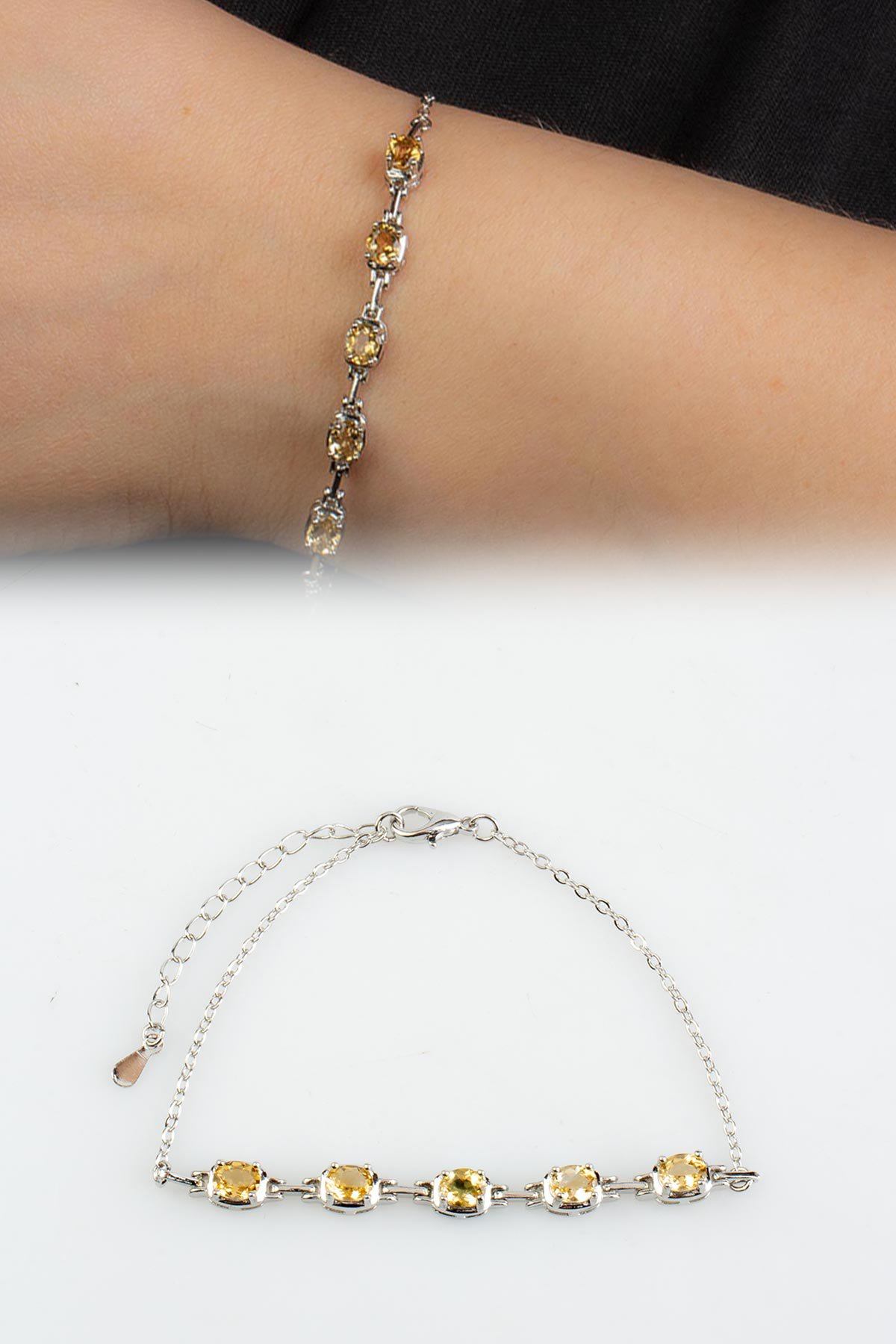 Sitrin Doğal Taş Zincir Bileklik