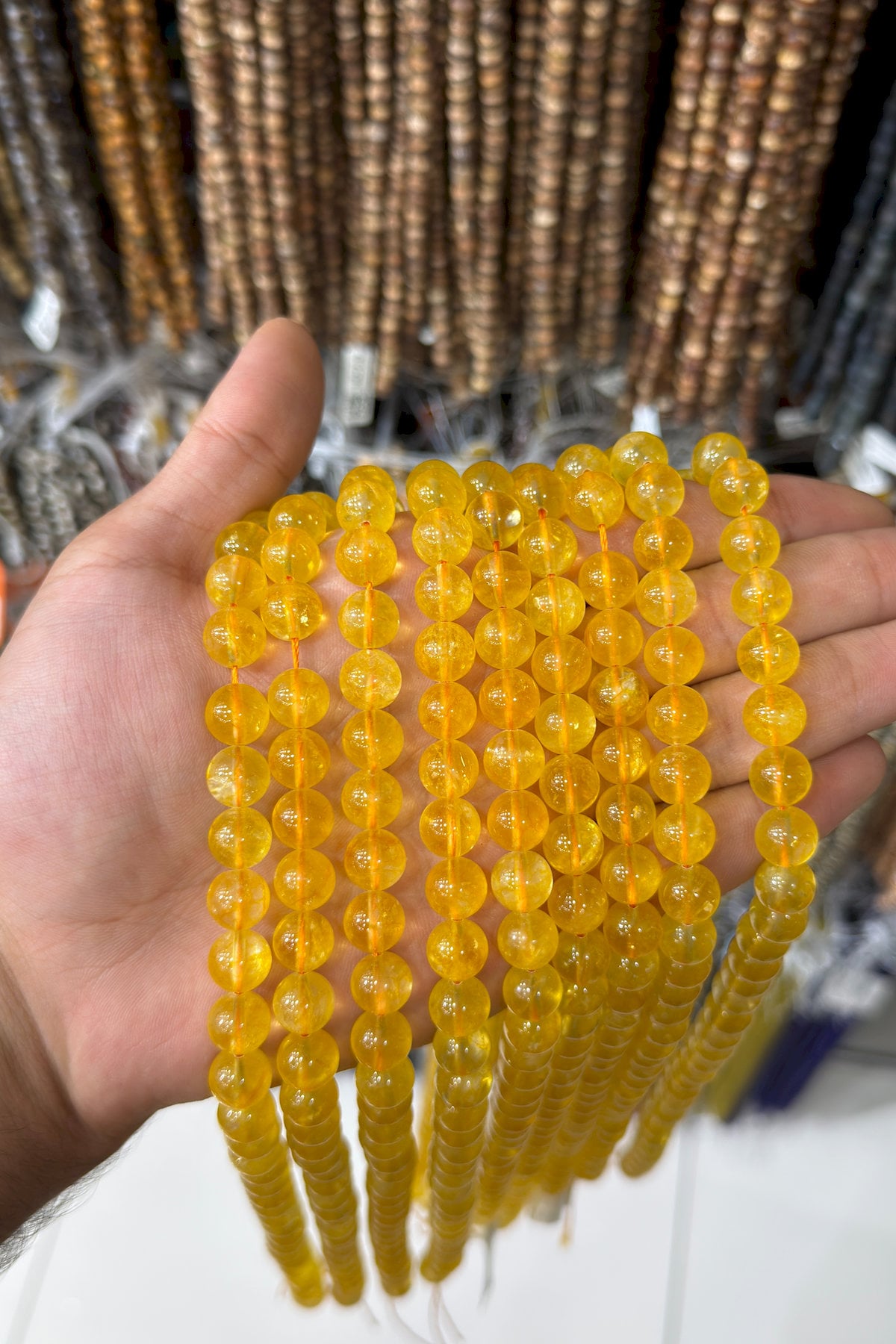 Citrine Natural Stone Globe Cut 10mm String Of Beads