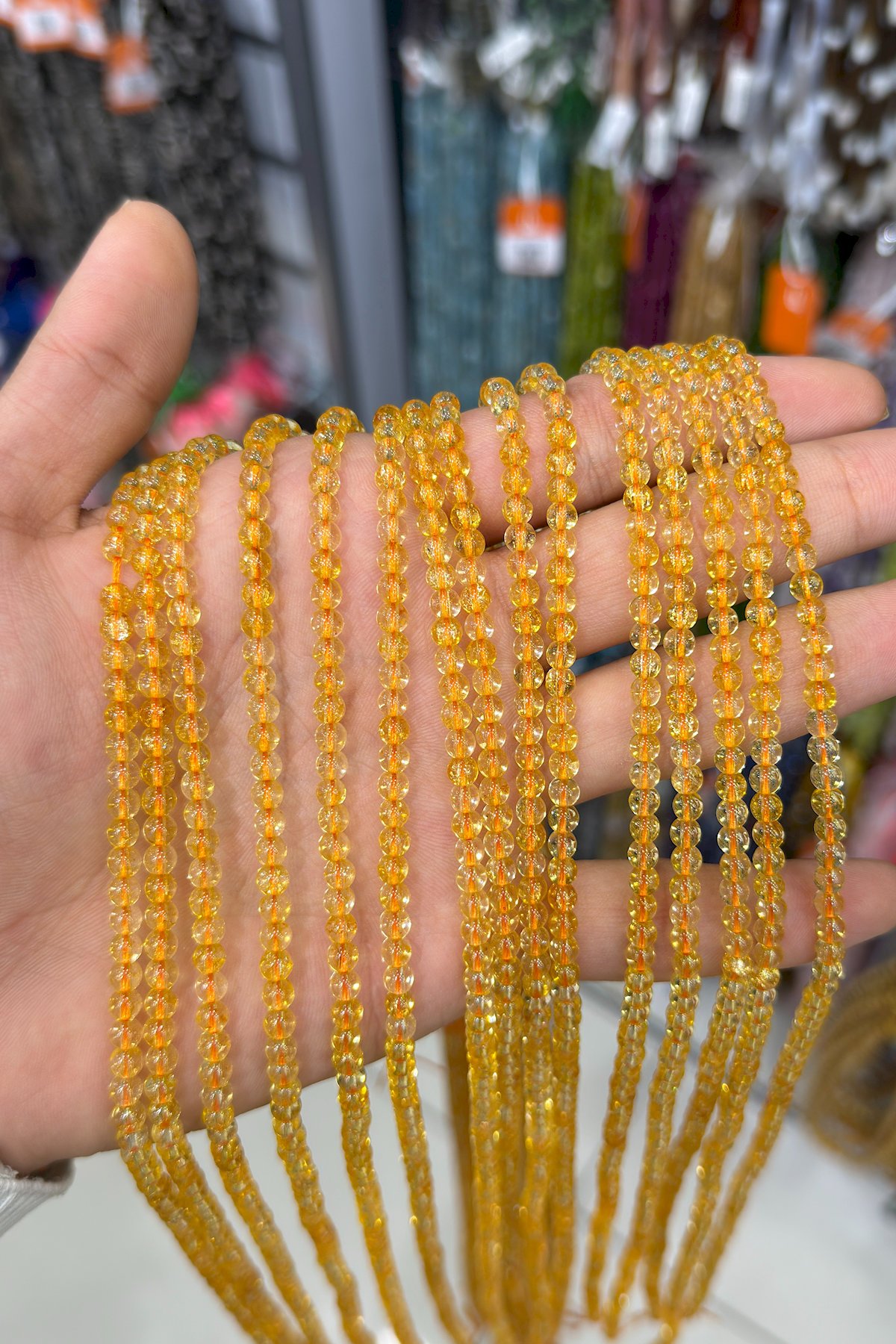 Sitrin Taşı Küre Kesim Parlak 4mm Doğal Taş Dizi [AB+]