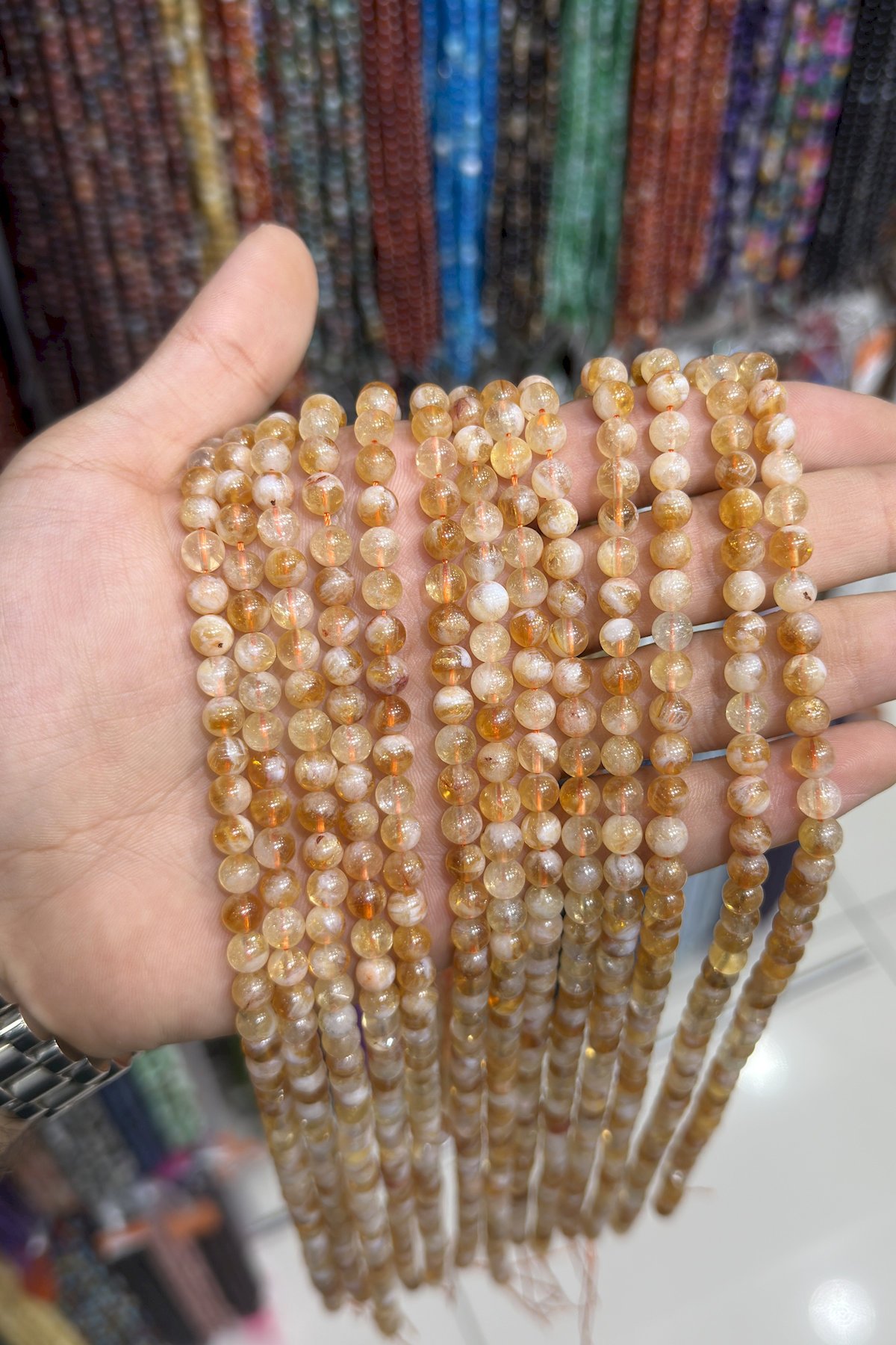 Sitrin Taşı Küre Kesim Parlak 6mm Doğal Taş Dizi [AB]