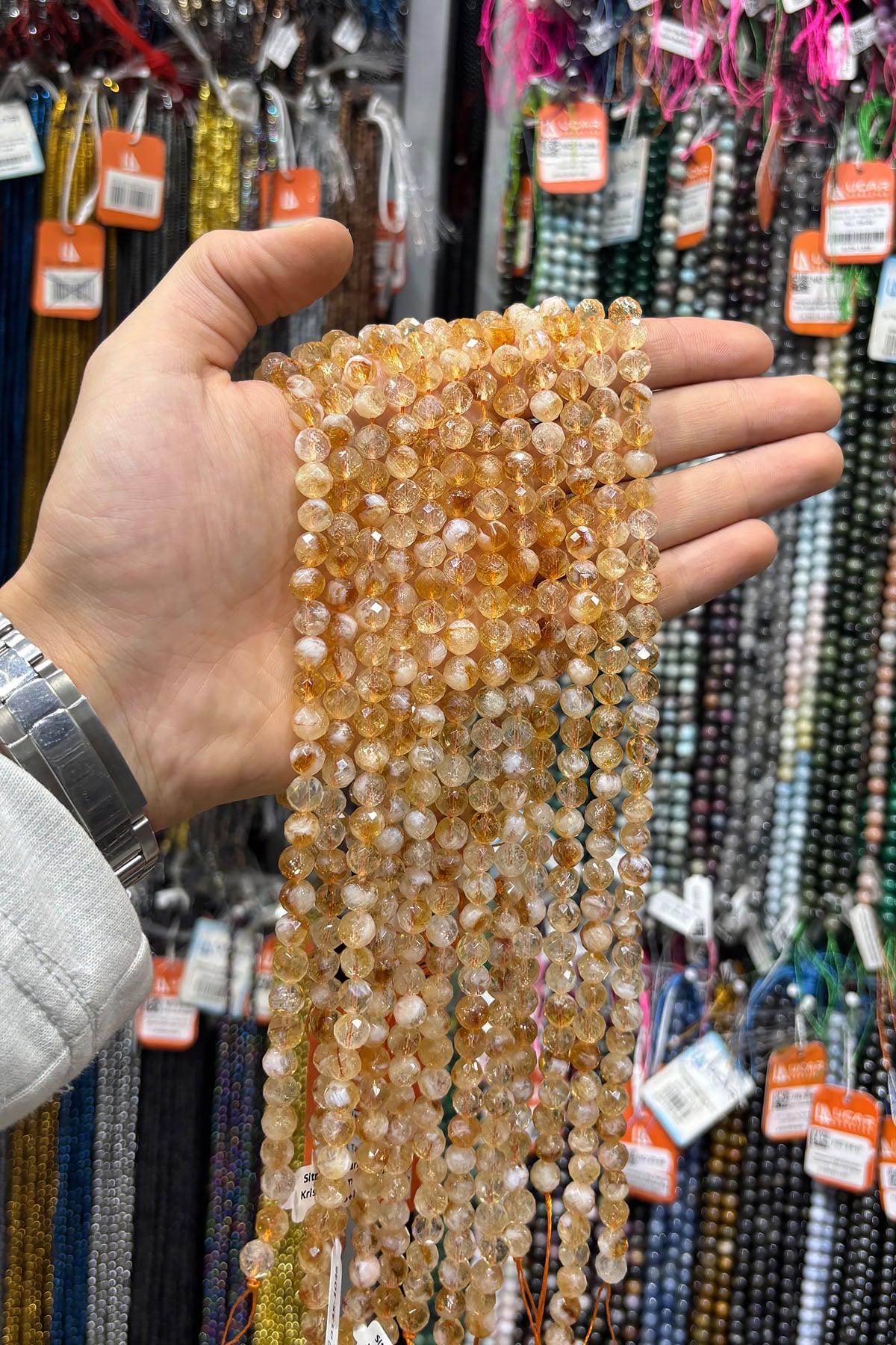 Sitrin Taşı Küre Kristal Kesim Parlak 8mm Doğal Taş Dizi [AB+]