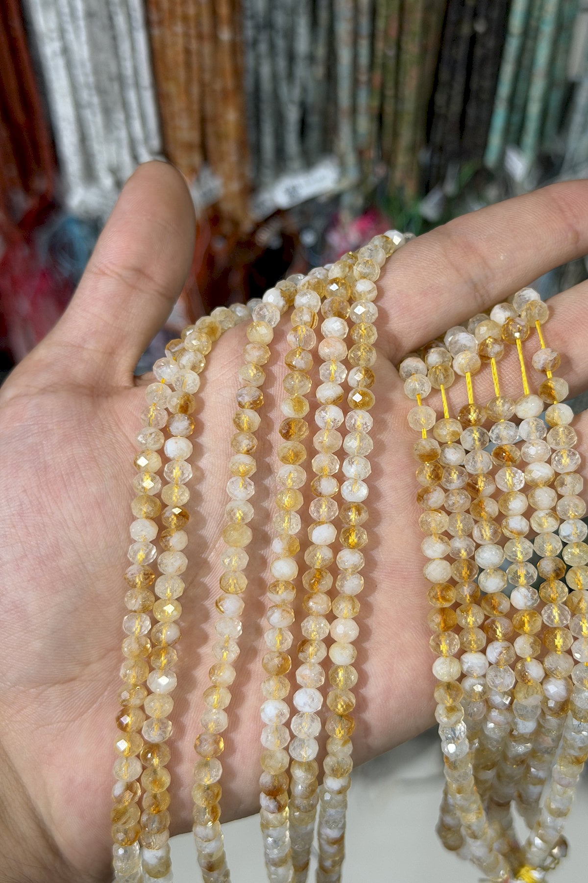 Sitrin Doğal Taş Rondela Kesim 4x6mm Dizi
