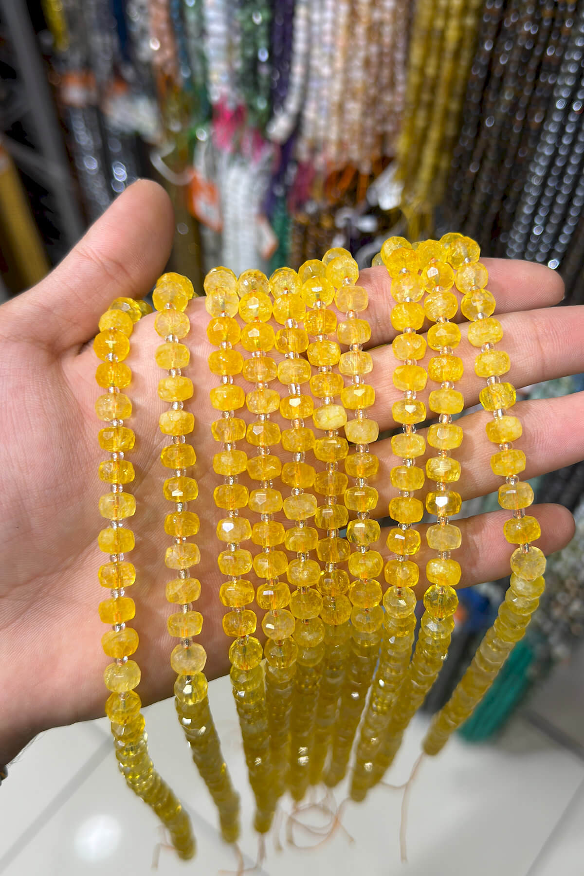 Sitrin Taşı Sitrin Faset Kesim Parlak Sarı 8x7mm Doğal Taş Dizi [AA]