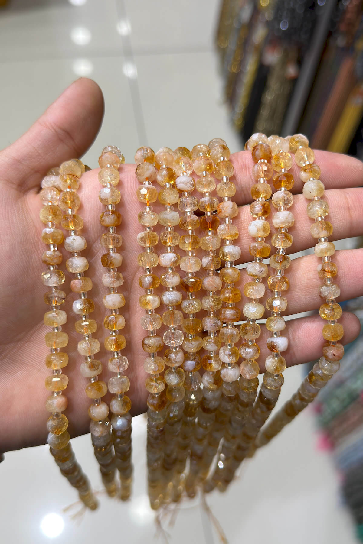 Sitrin Taşı Sitrin Rondela Kesim 8x6mm Doğal Taş Dizi
