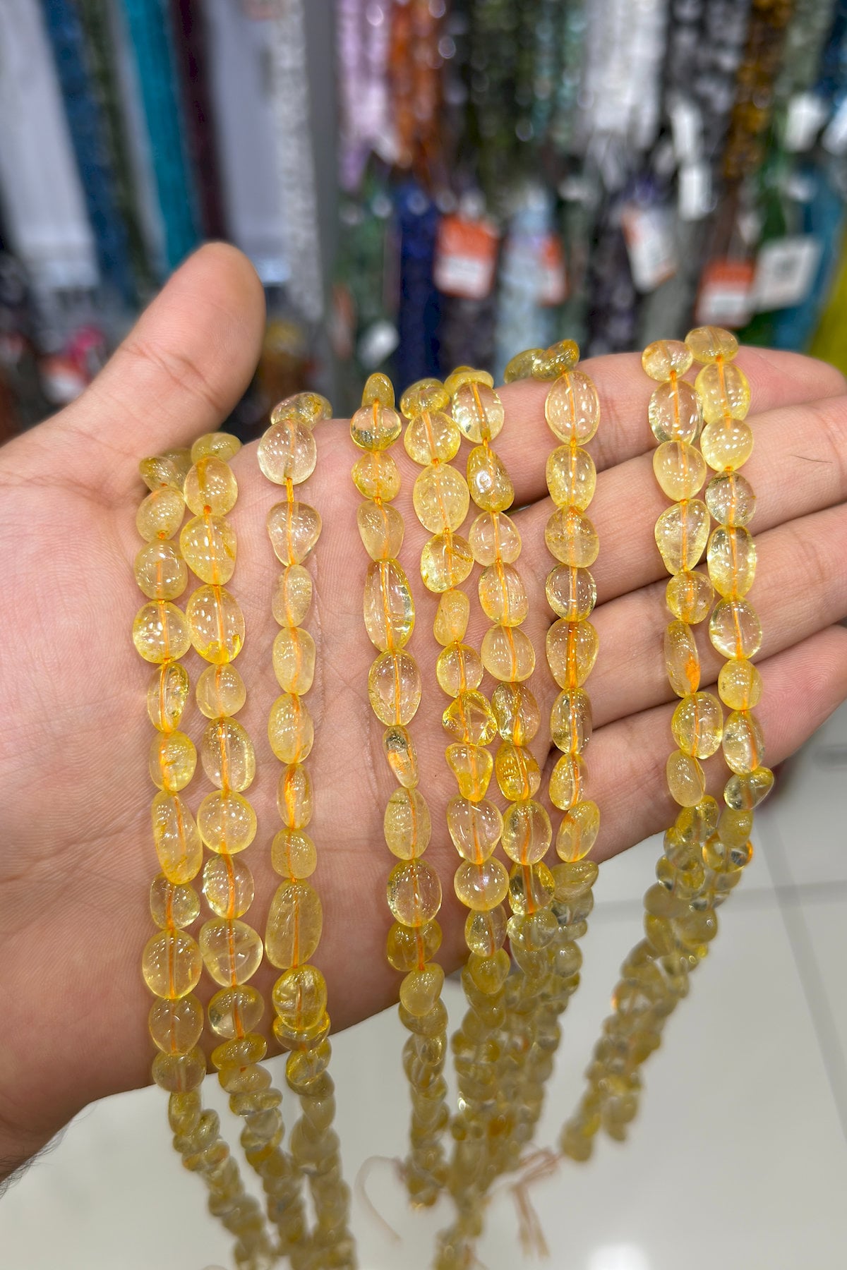 Citrine Natural Stone Tumbler Cut 6x8mm String Of Beads