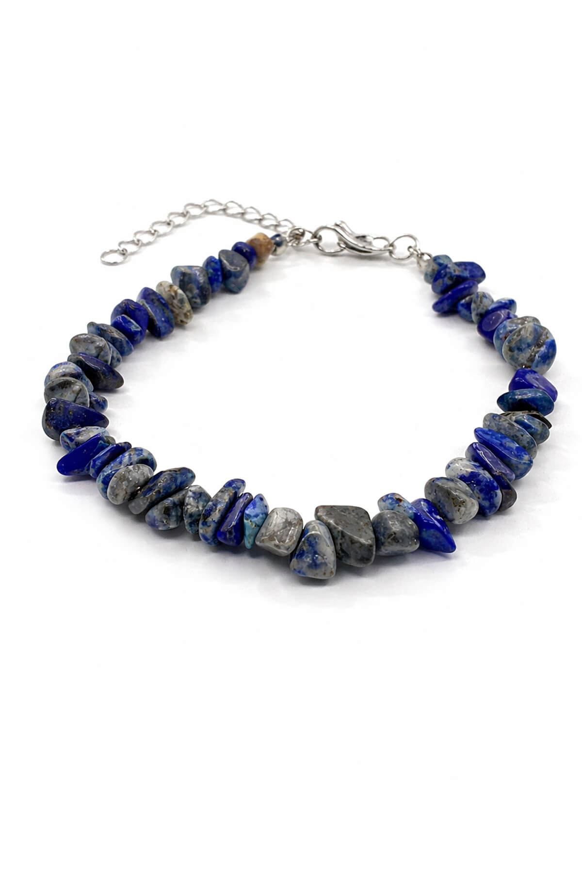 Sodalit Doğal Kırık Taş Zincir Kapamalı Bileklik
