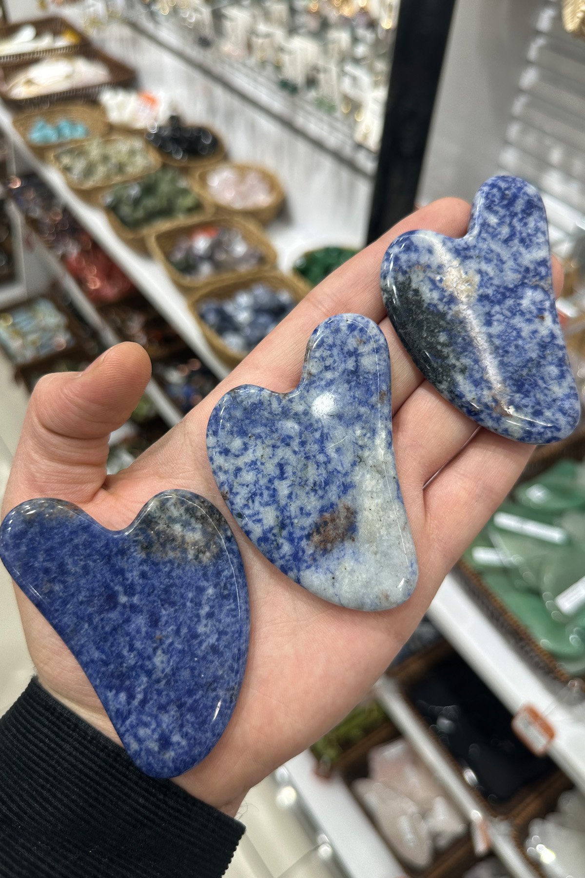 Sodalit Doğal Taş Gua Sha Kalp Kesim Yüz Masaj Aleti