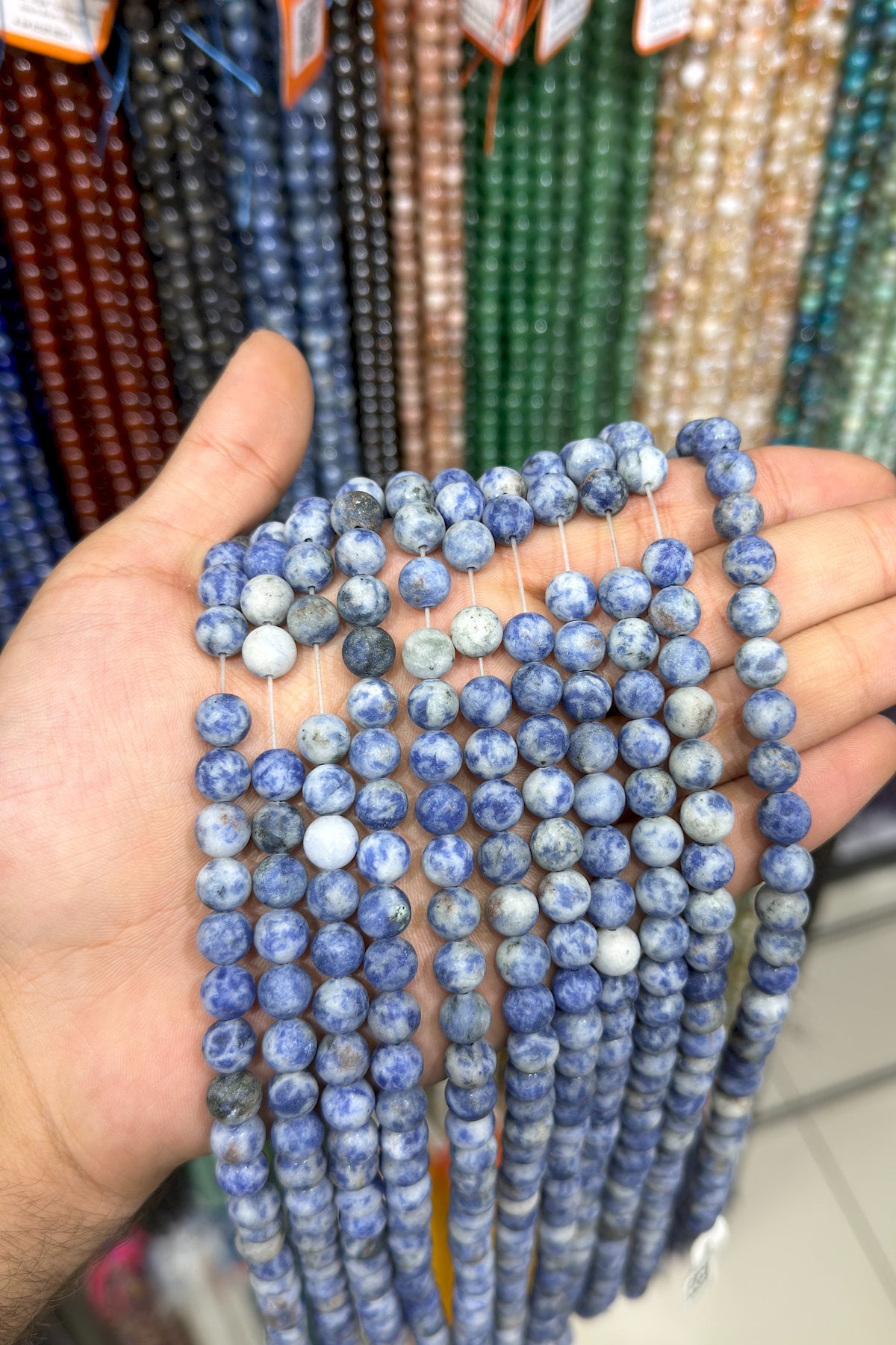 Sodalit Taşı Küre Kesim Mat 8mm Doğal Taş Dizi [AB]
