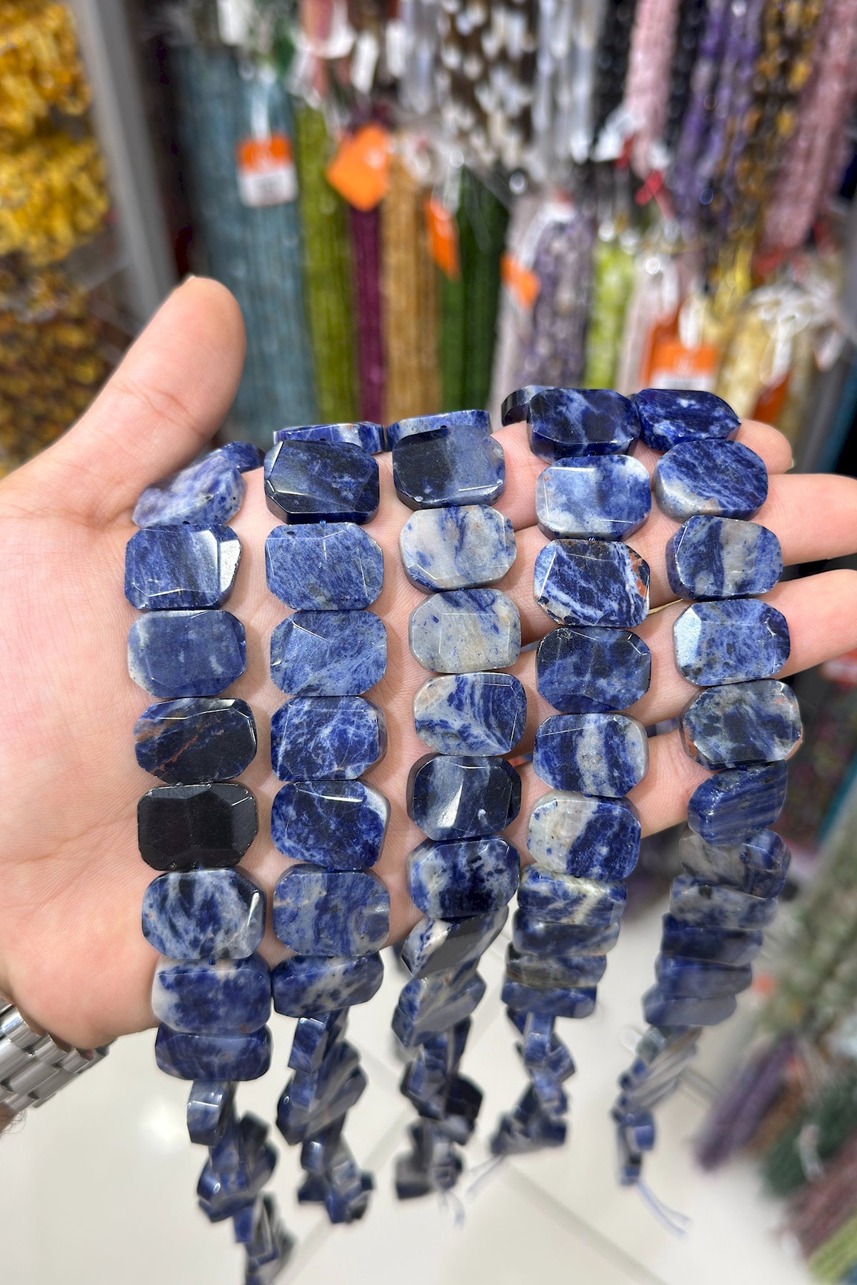 Sodalite Stone Flat Rectangular-Cut 20x15mm Bead Strand
