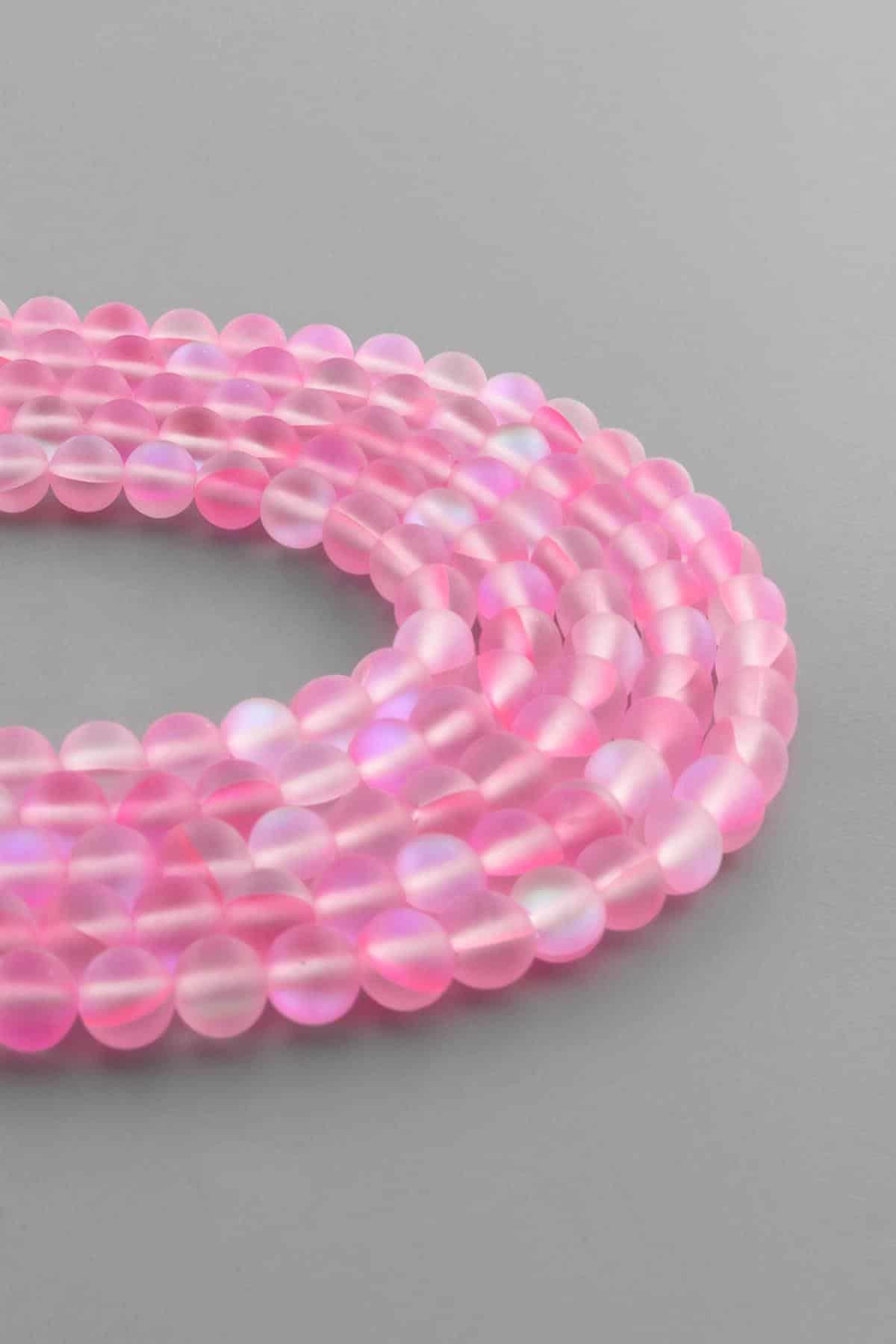 Thermal Quartz Natural Stone Matte Pink Globe Cut 6mm String Of Beads
