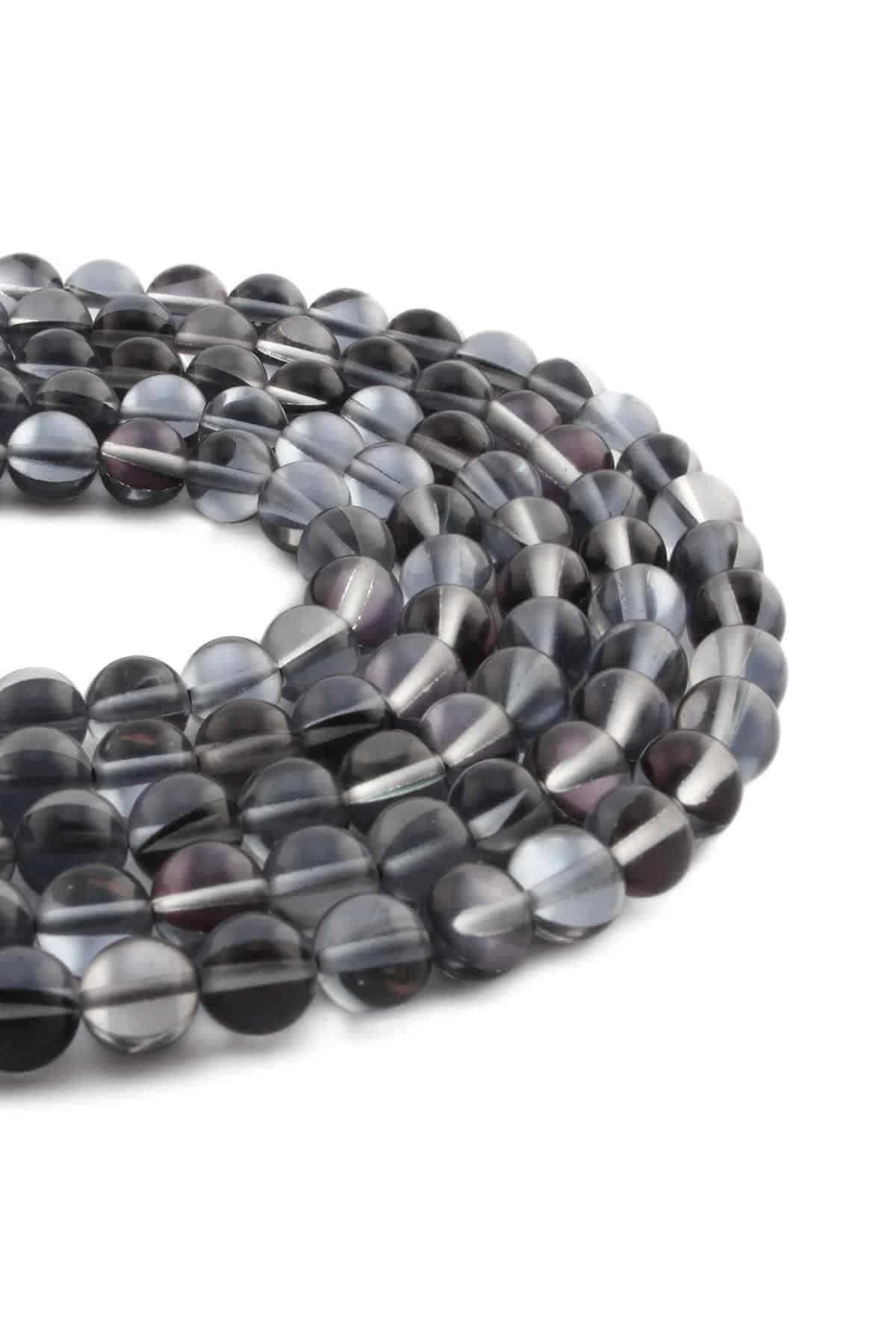 Termal Kuvars Taşı Küre Kesim Parlak Koyu Gri 8mm Doğal Taş Dizi