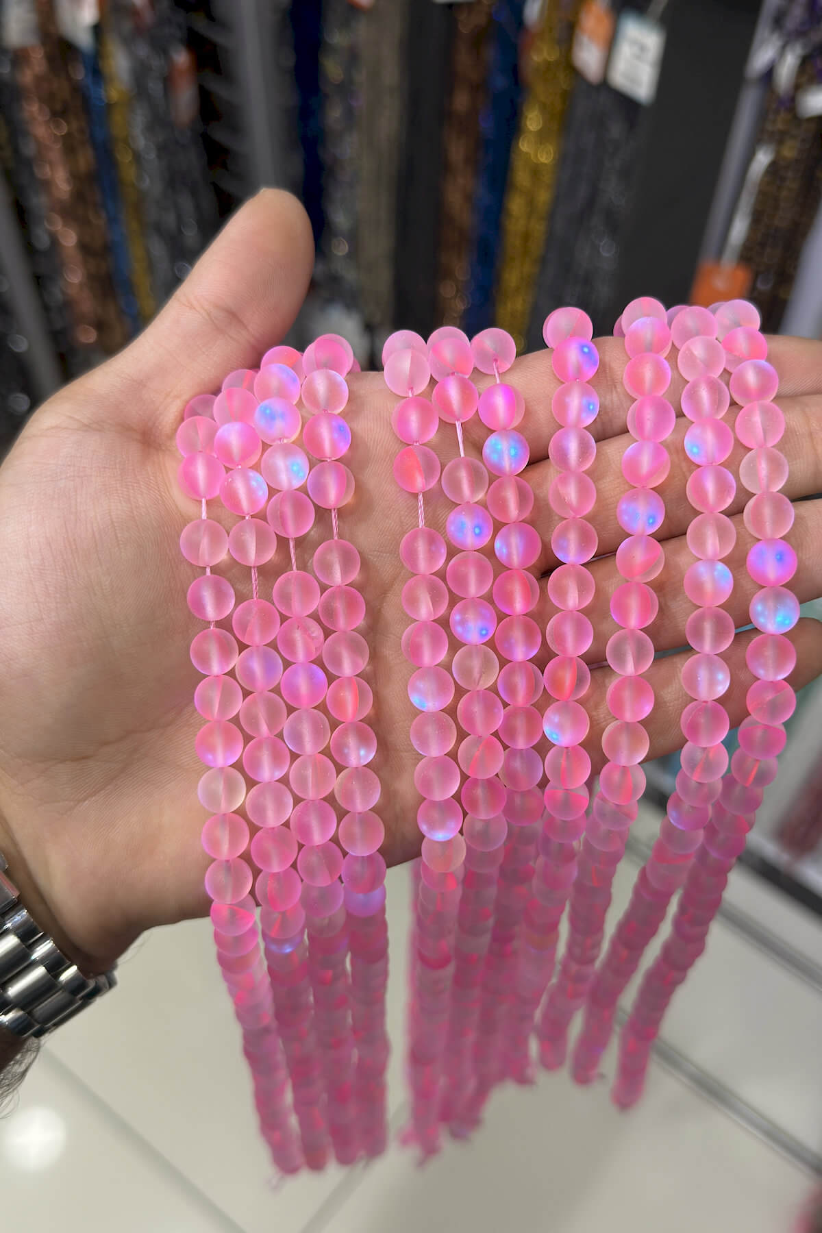 Termal Kuvars Taşı Küre Kesim Mat Pembe 8mm Doğal Taş Dizi