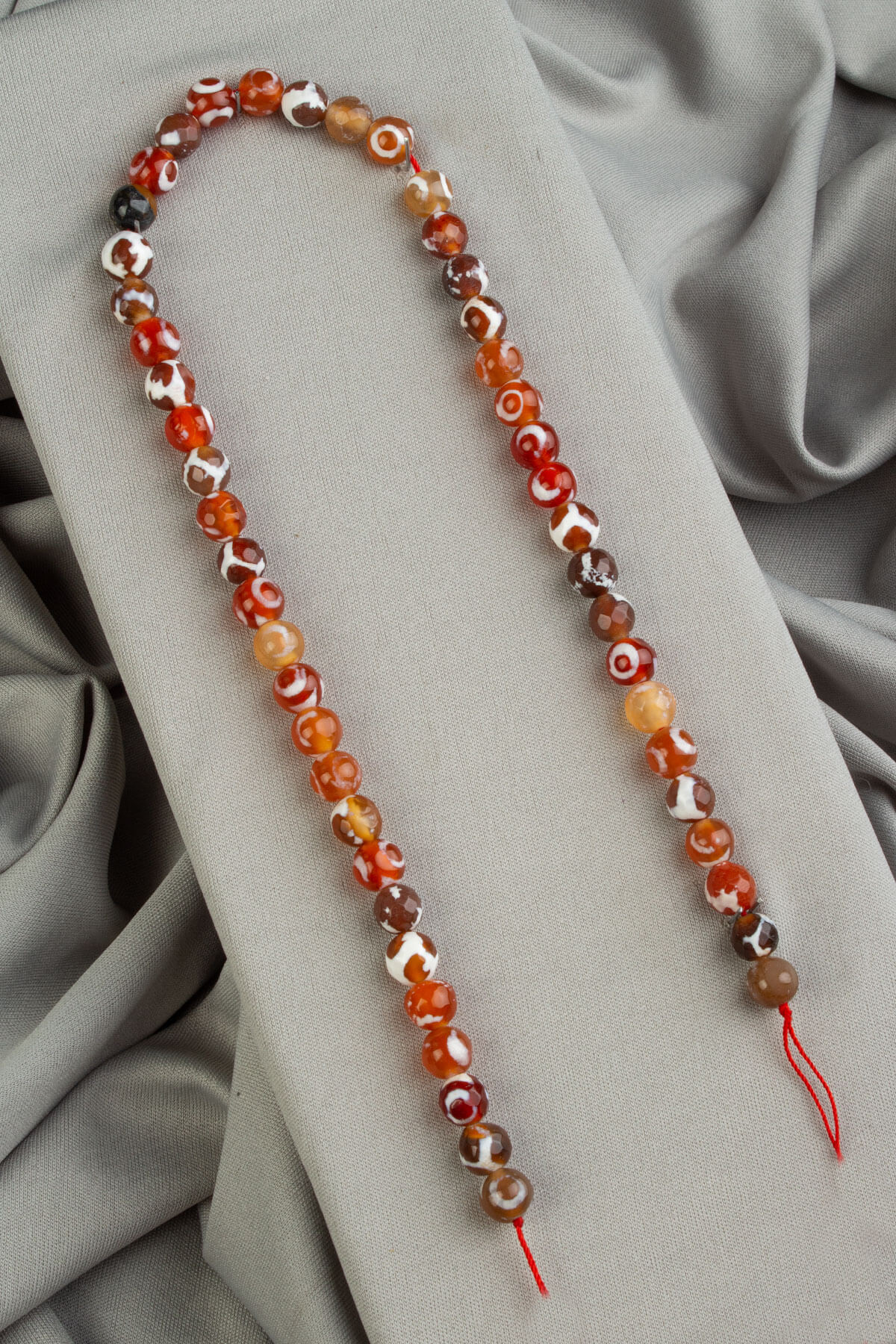 Tibetan Agate Natural Stone Shiny Dark Red Facet Cut 8mm String Of Beads