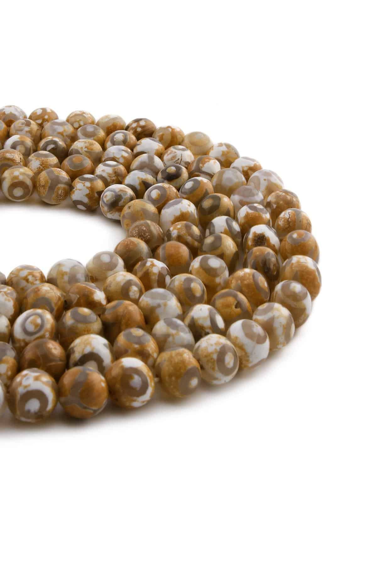Tibetan Agate Natural Stone Shiny Yellow Facet Cut 8mm String Of Beads