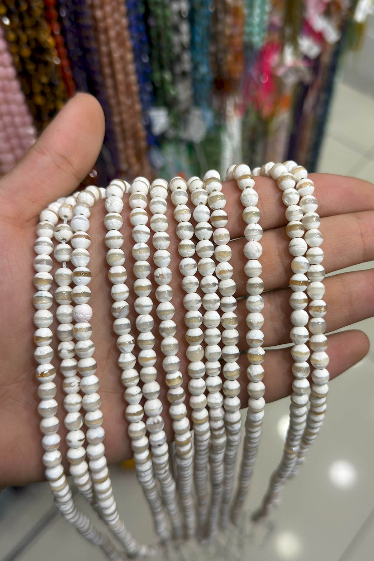Tibet Akik Taşı Küre Kesim Mat 6mm Doğal Taş Dizi