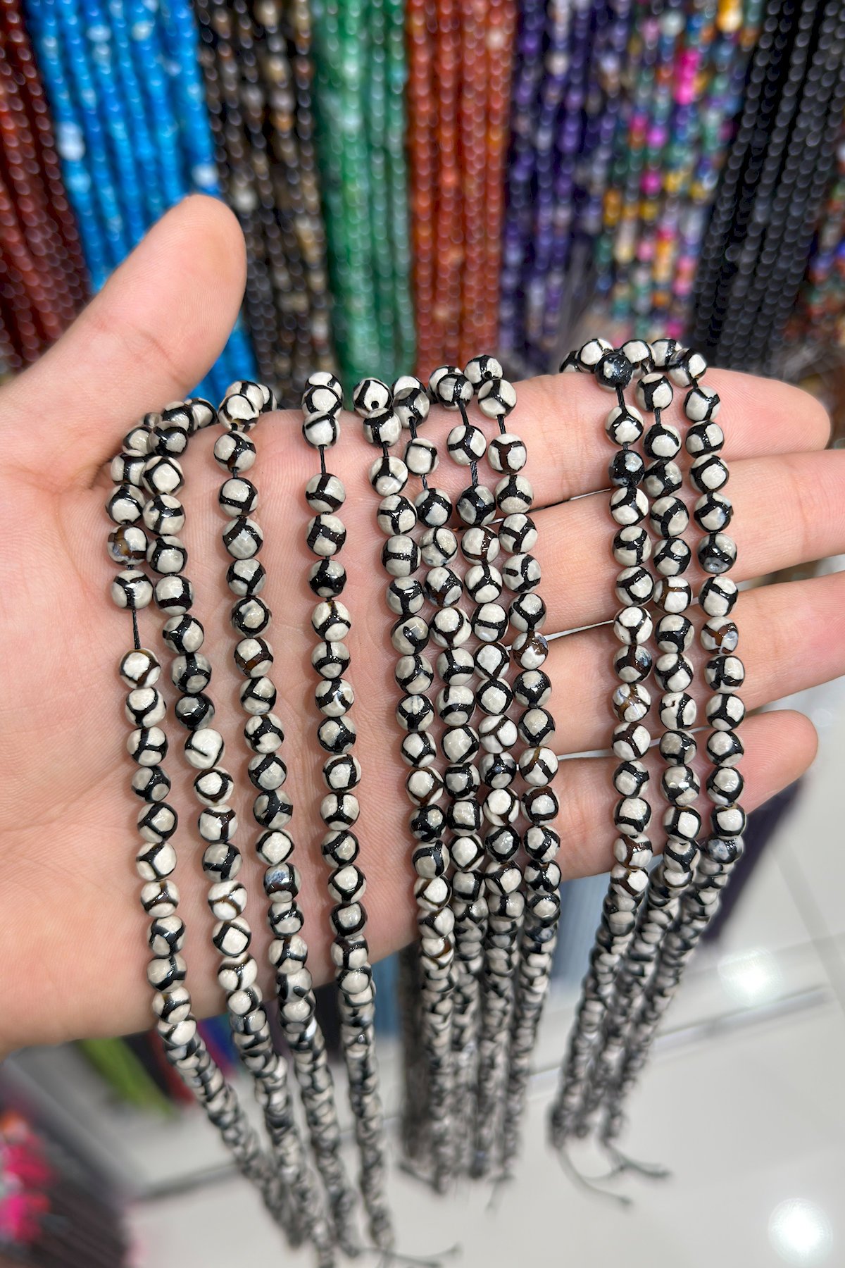 Tibet Akik Taşı Küre Kesim Mat 6mm Doğal Taş Dizi