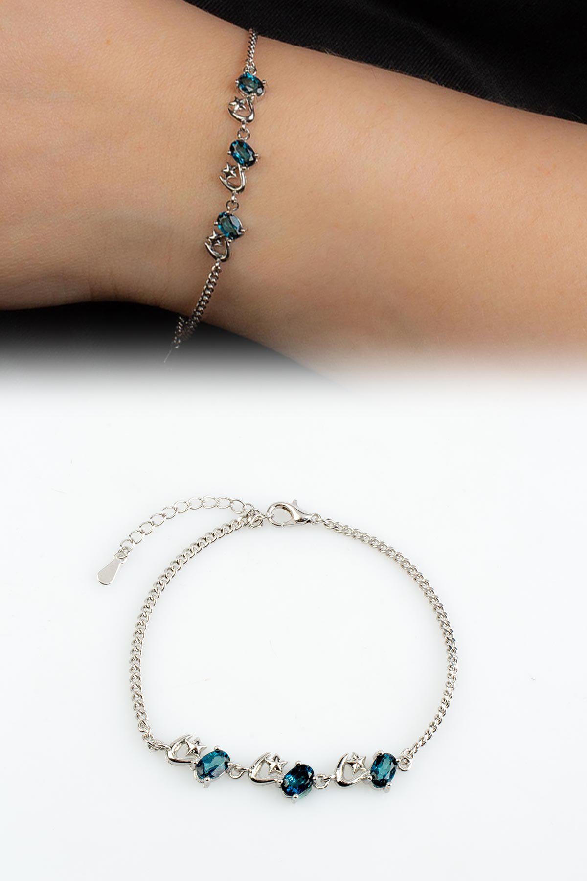 Topaz Doğal Taş Zincir Bileklik