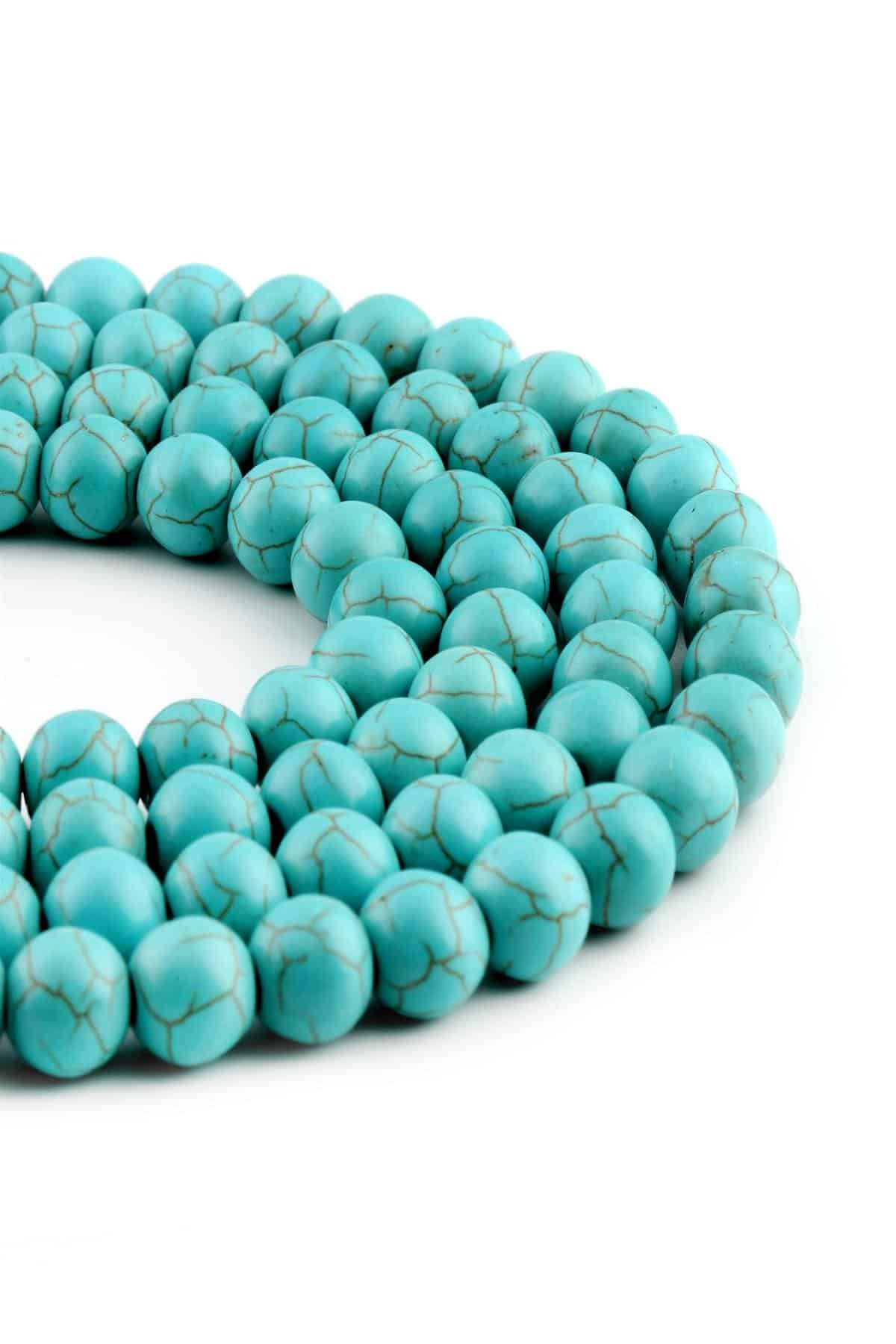 Turquoise Squeezing Natural Stone Globe Cut 10mm String Of Beads