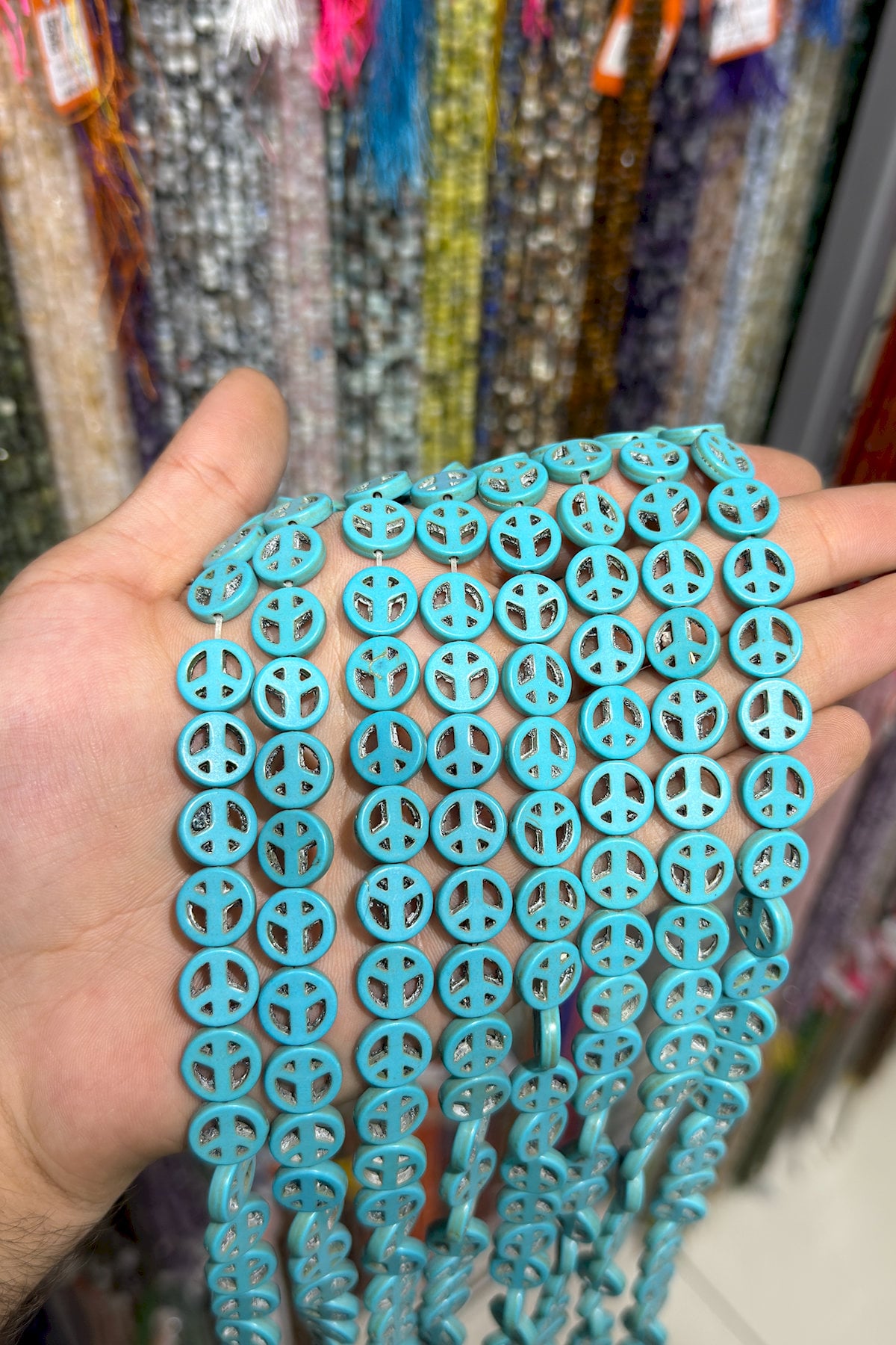 Turkuaz Taşı Barış Kesim Parlak Mavi 12x3mm Doğal Taş Dizi [B+]