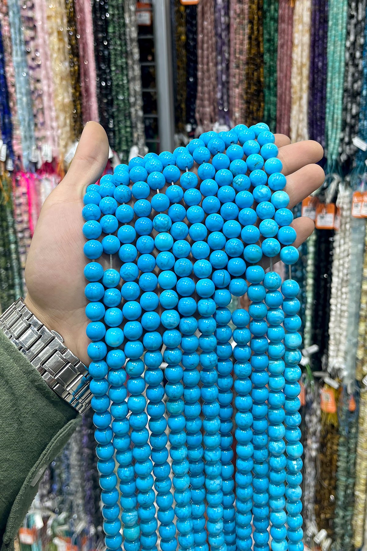 Turkuaz Taşı Küre Kesim Mavi 10mm Doğal Taş Dizi