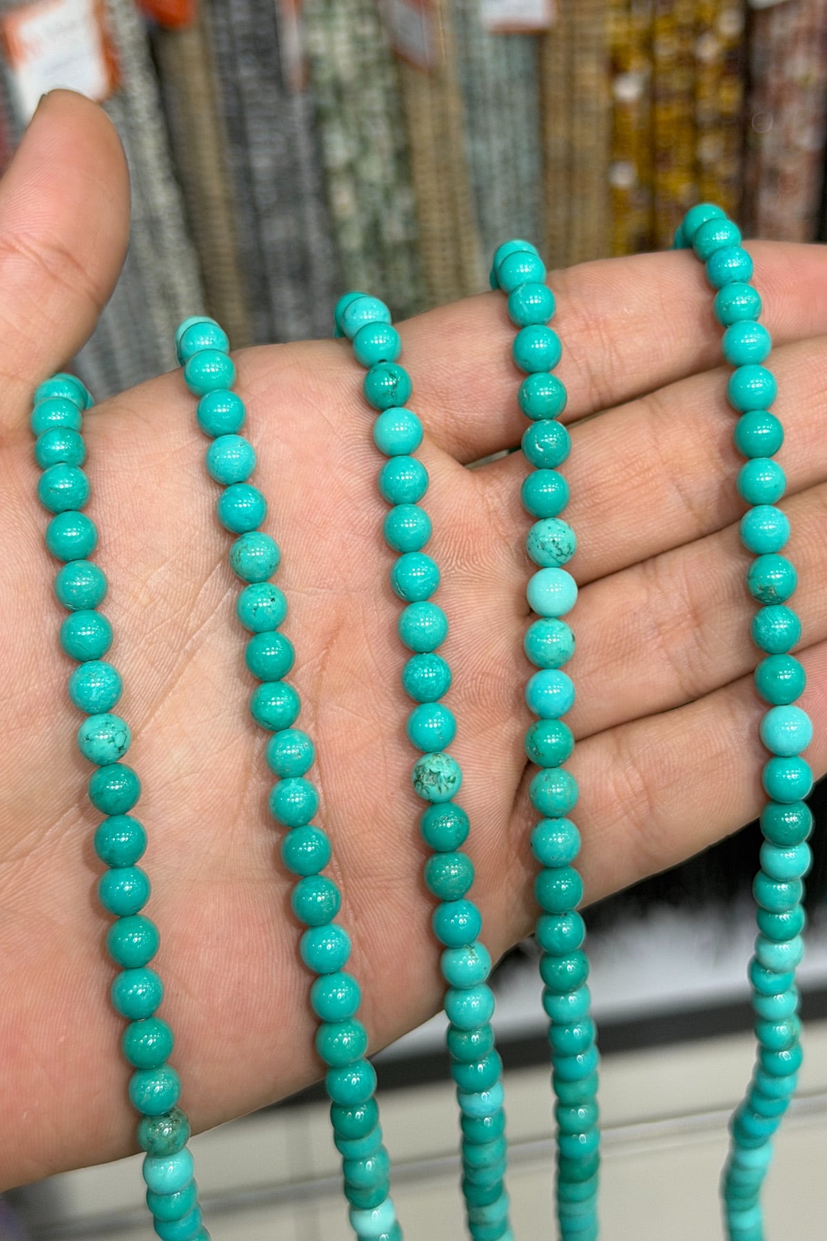 Turkuaz Taşı Küre Kesim Parlak Yeşil 6mm Doğal Taş Dizi [AB]