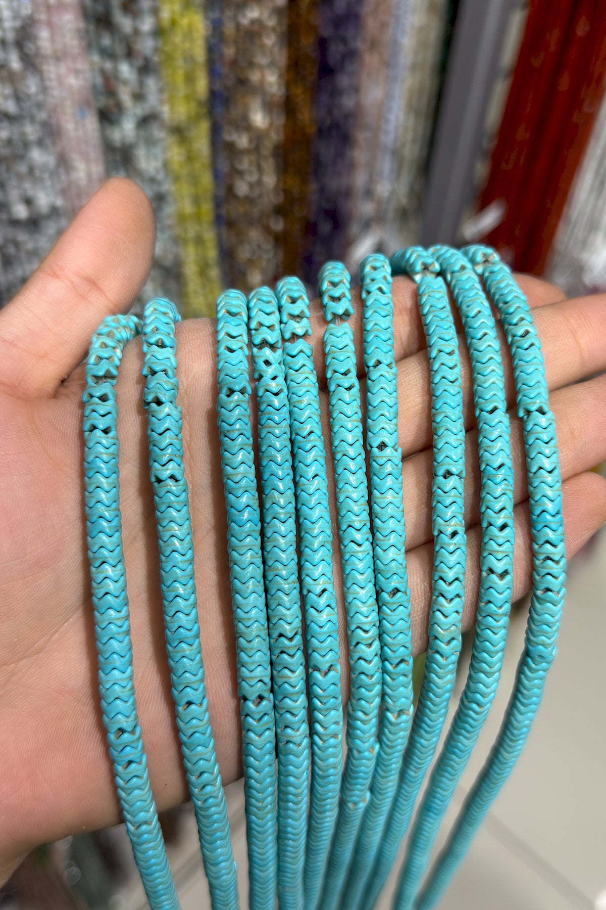 Turquoise Squeezing Natural Stone Blue Washer Cut 6x3mm String Of Beads