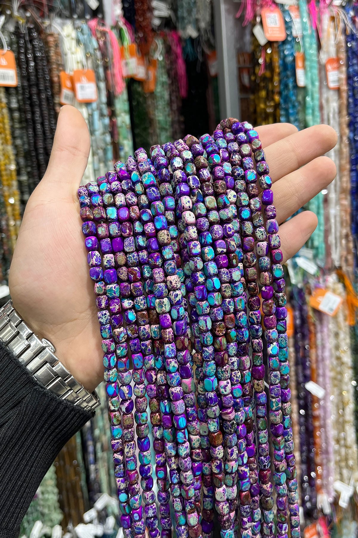 Varisit Doğal Taş Mor Dikdörtgen Kesim 5x8mm Dizi