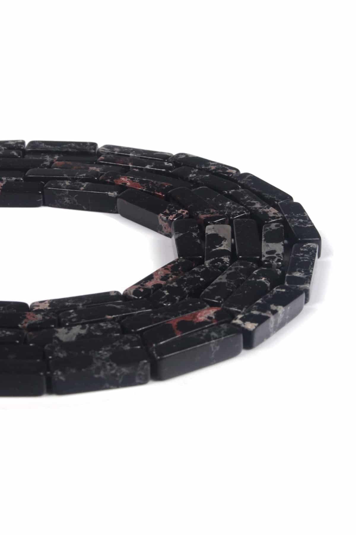 Varisit Taşı Dikdörtgen Kesim Parlak Siyah 4x13mm Doğal Taş Dizi [AA]