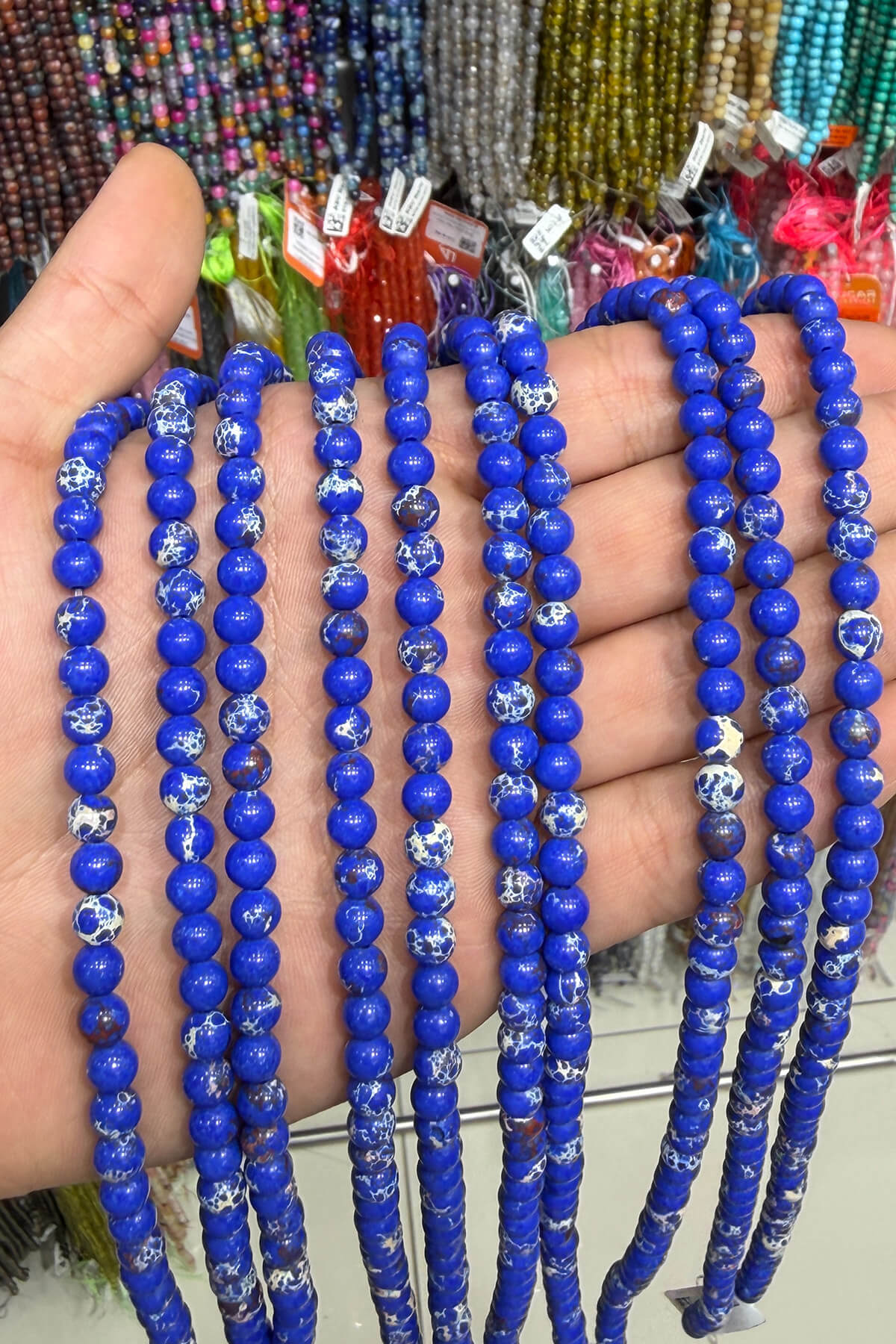 Varisit Taşı Küre Kesim Parlak Koyu Mavi 6mm Doğal Taş Dizi