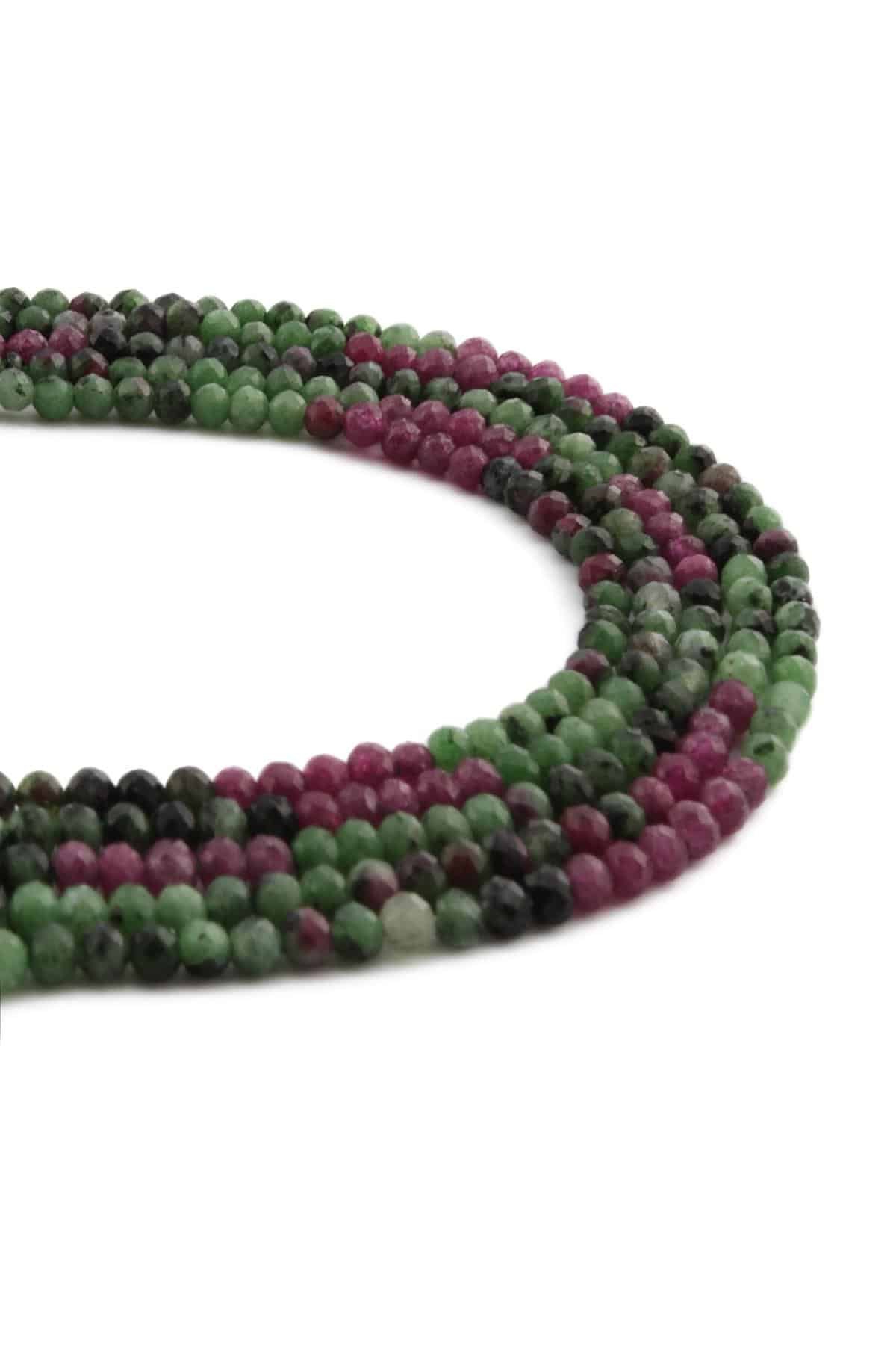 Ruby Zoisit Natural Stone Shiny Globe Globe Crystal Cut 3mm String Of Beads