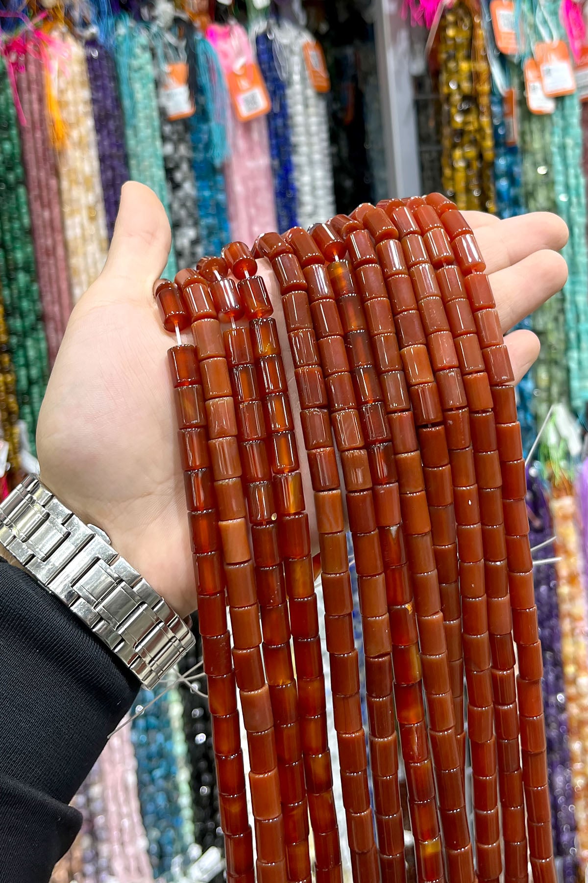 Yemen Akik Doğal Taş Silindir Kesim 8x12mm Dizi