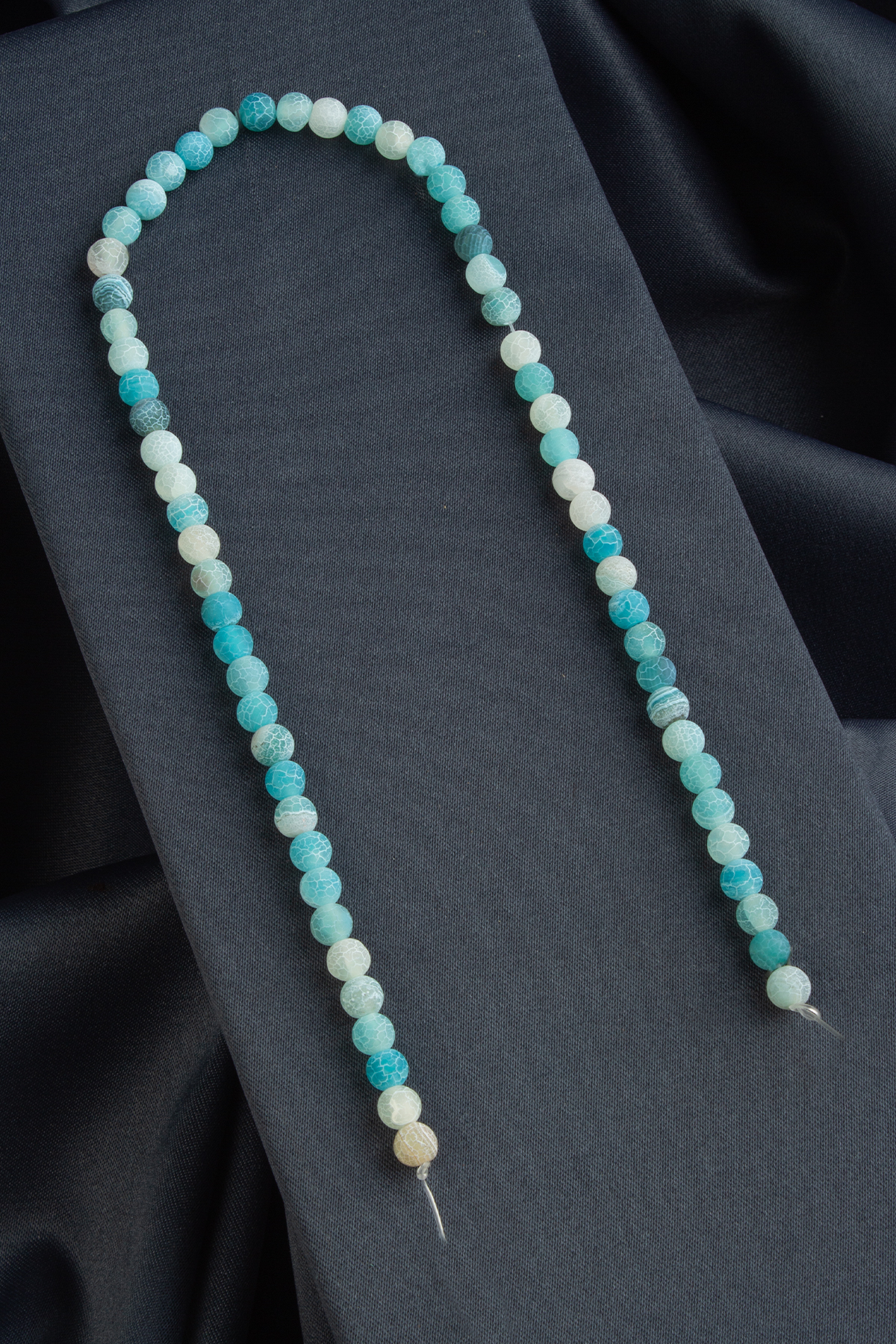 Agate Cancer Natural Stone Matte Blue Globe Cut 6mm String Of Beads