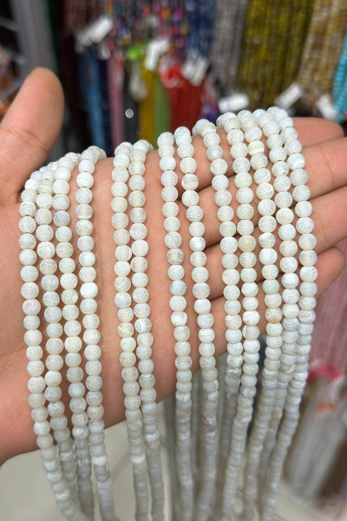 Cancer Agate Natural Stone Matte Lemon Globe Cut 6mm String Of Beads