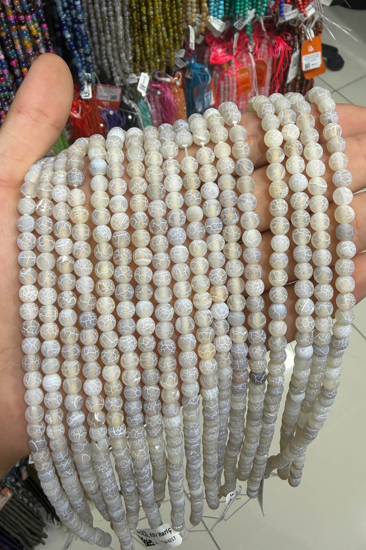 Cancer Agate Natural Stone Matte Grey Globe Cut 6mm String Of Beads